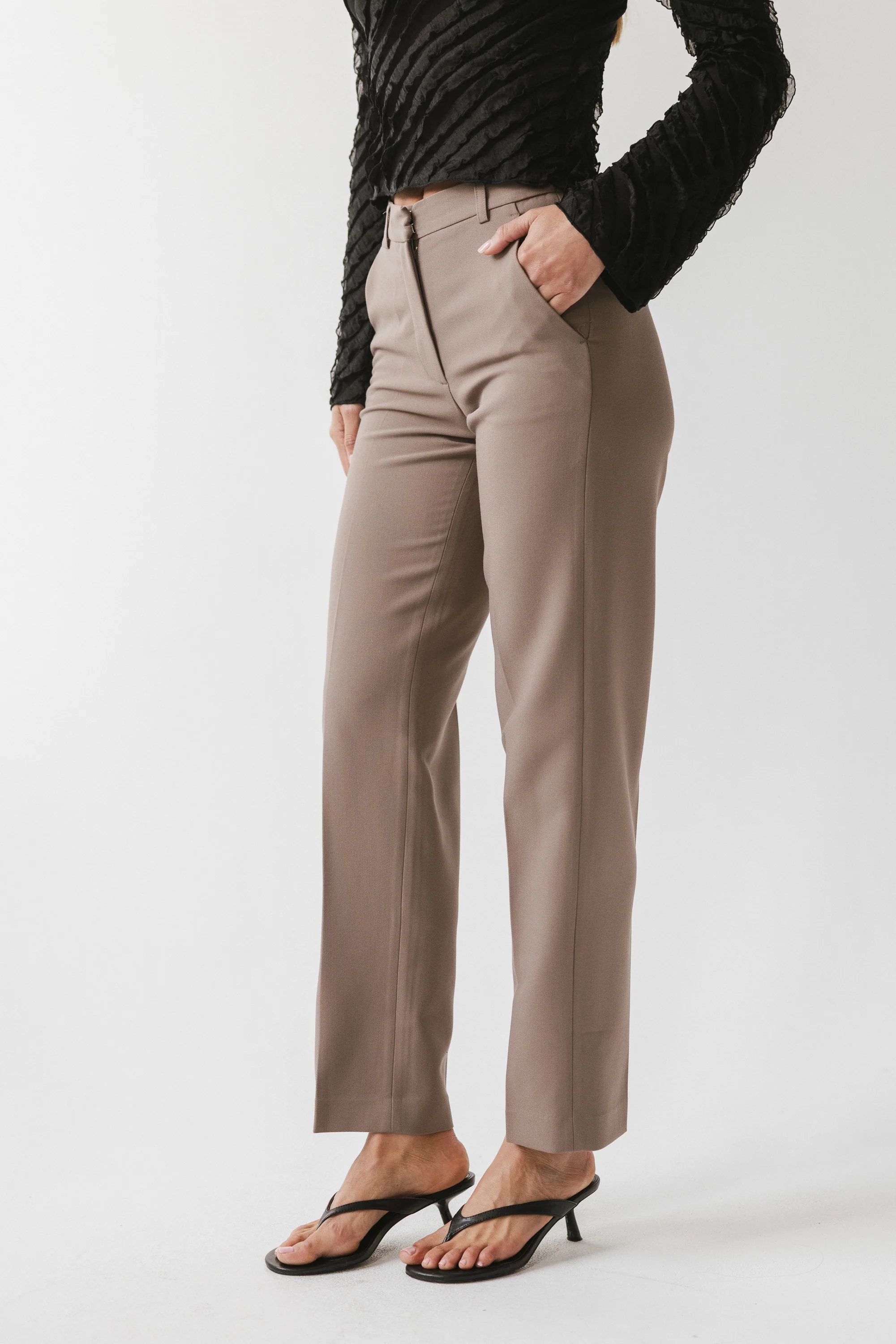 Mitchel Straight Leg Trouser in Taupe - Image 6