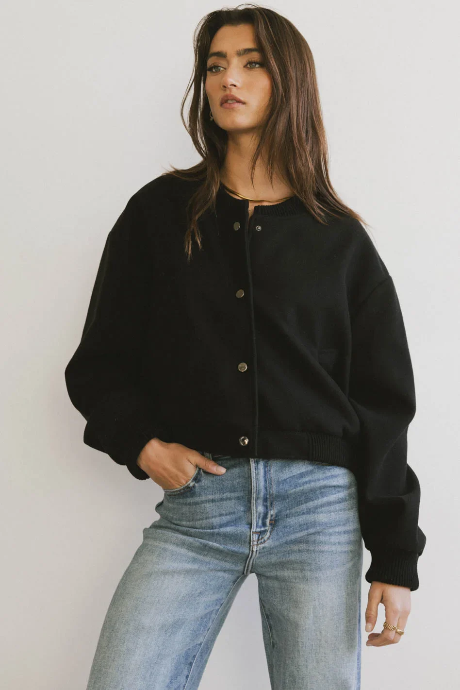 Molly Bomber Jacket in Black - FINAL SALE - Image 3