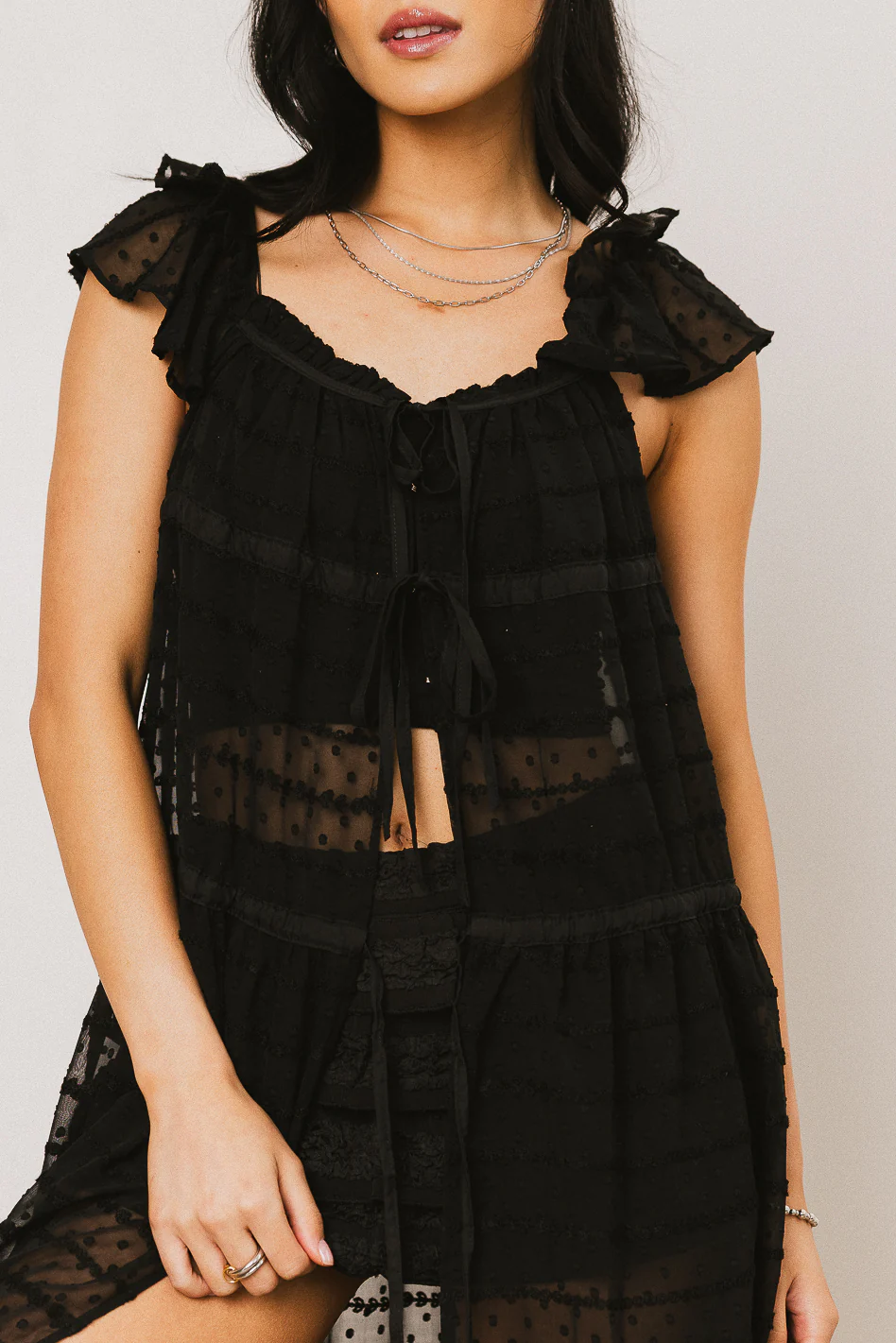 Mona Embroidered Kimono in Black - FINAL SALE - Image 2