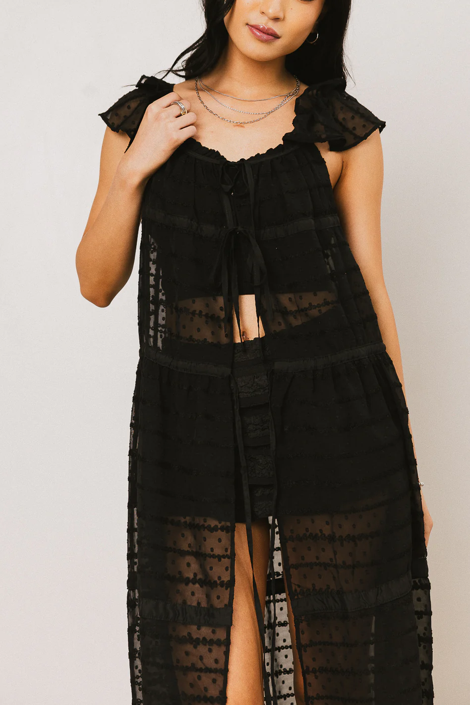 Mona Embroidered Kimono in Black - FINAL SALE - Image 3