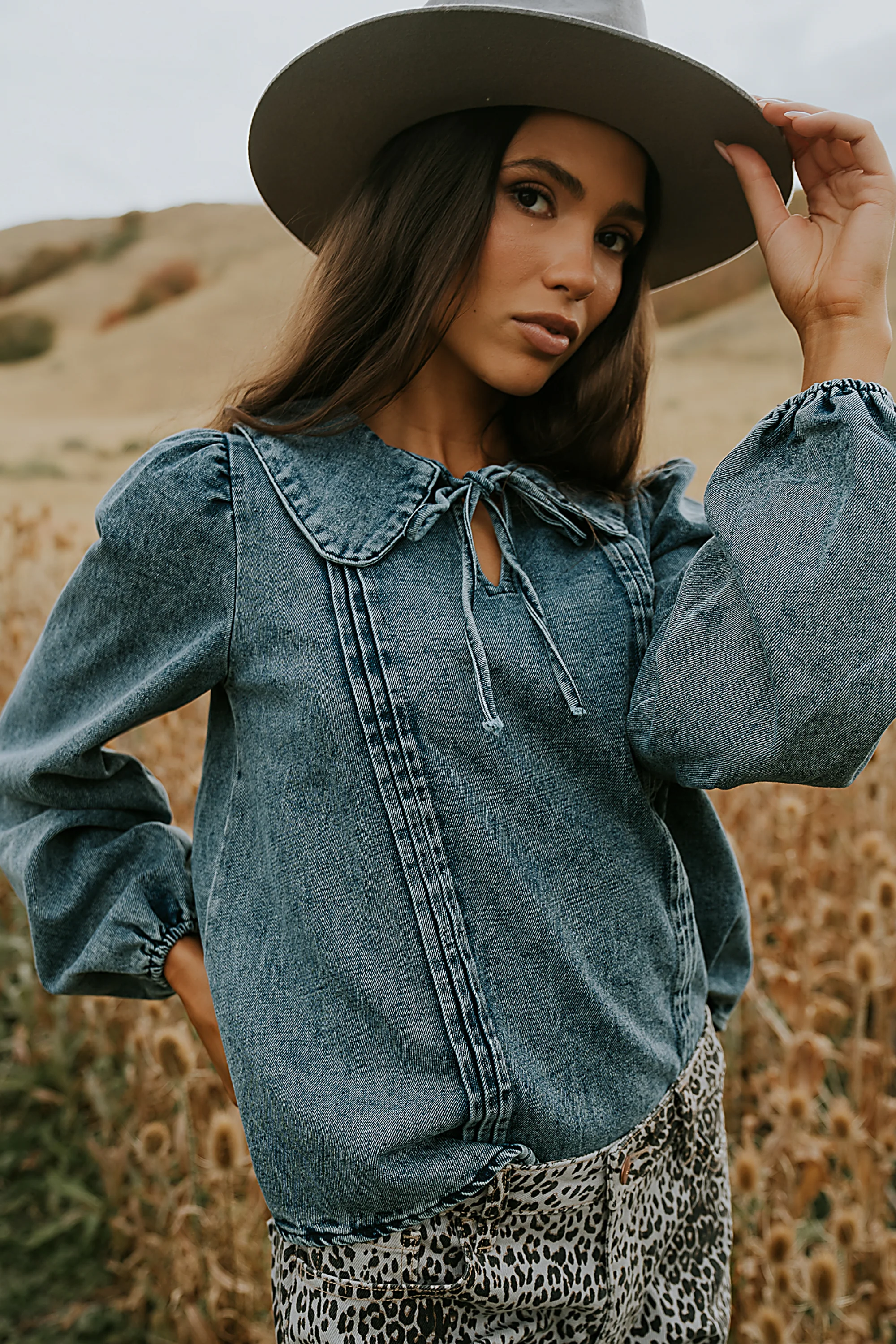 Monique Pleated Blouse in Indigo - FINAL SALE - Image 9