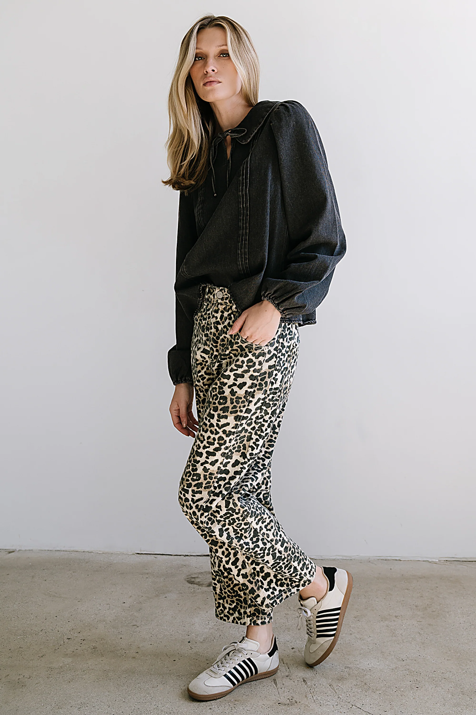 Monique Pleated Blouse in Black - Image 8