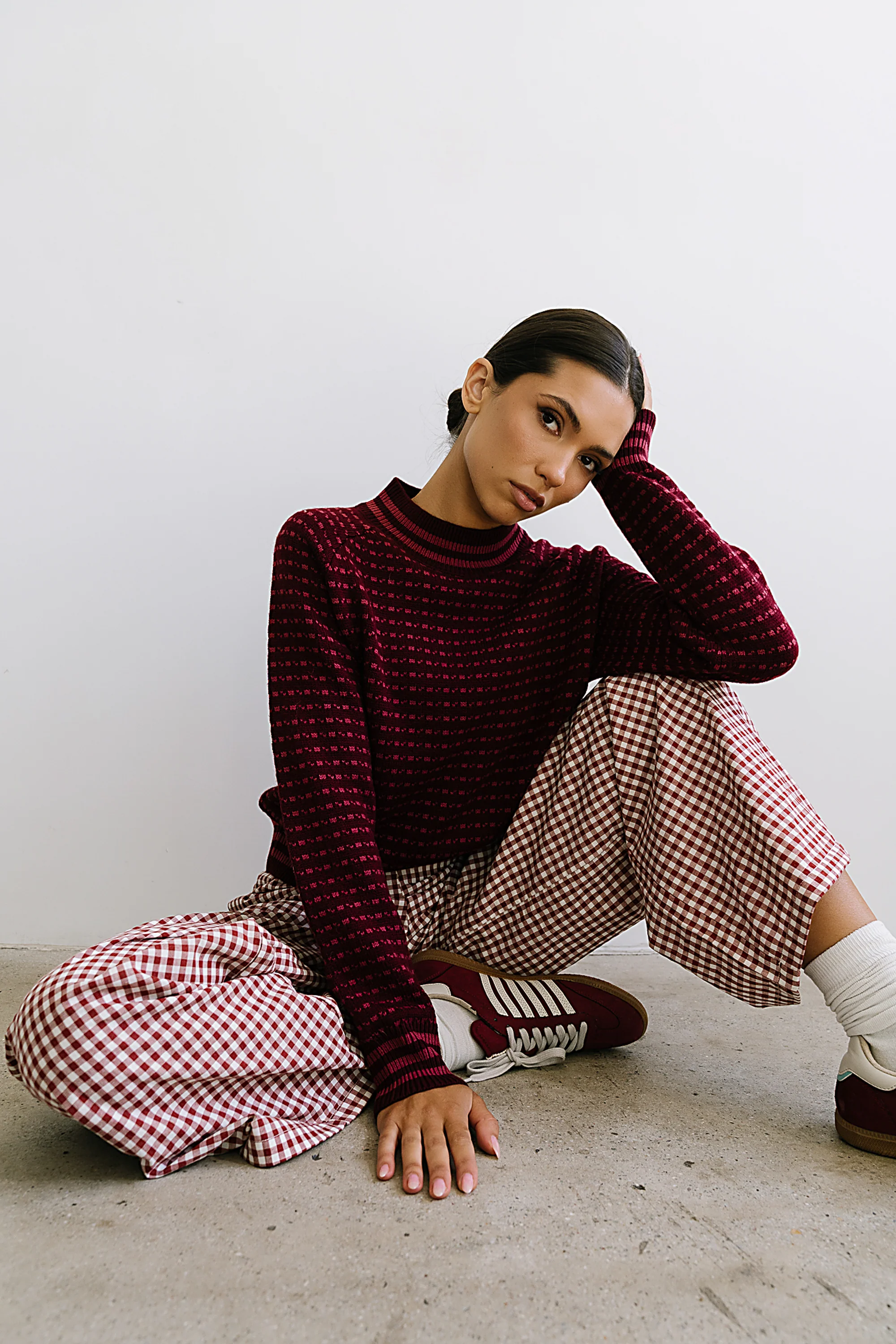 Monroe Knit Sweater in Burgundy - FINAL SALE - Image 2