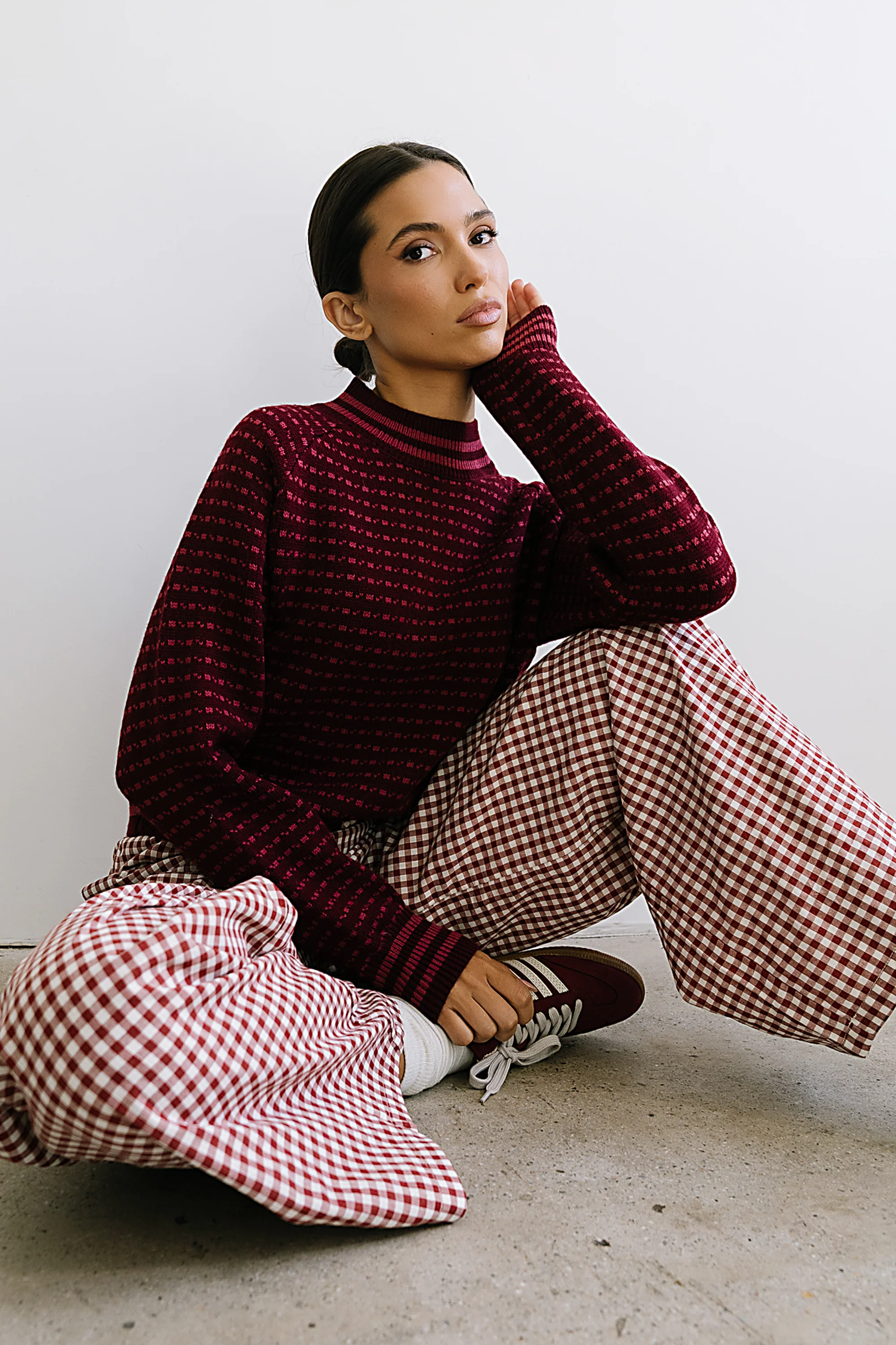 Monroe Knit Sweater in Burgundy - FINAL SALE - Image 5