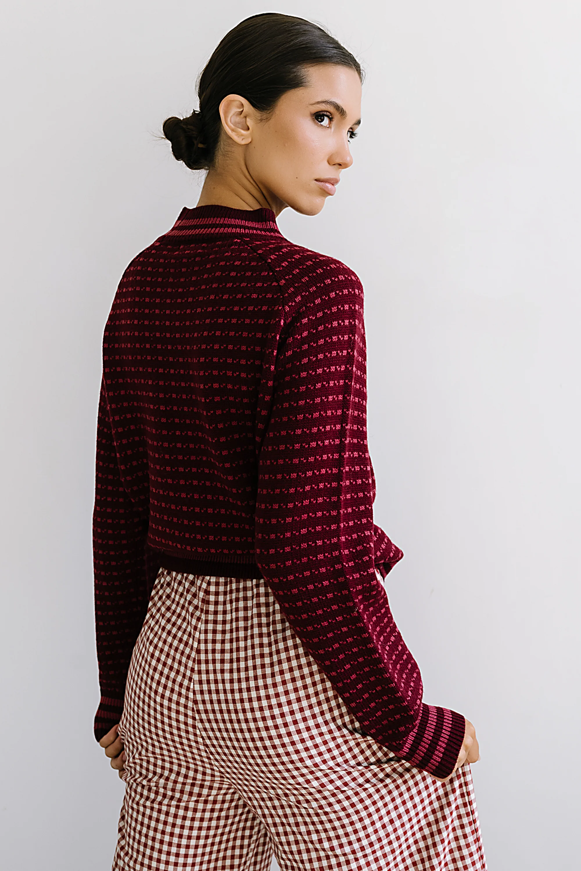 Monroe Knit Sweater in Burgundy - FINAL SALE - Image 9