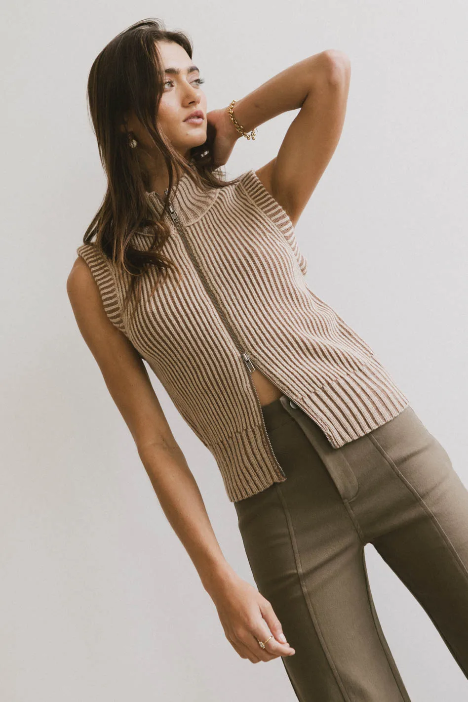 Monroe Zip Up in Mocha - FINAL SALE