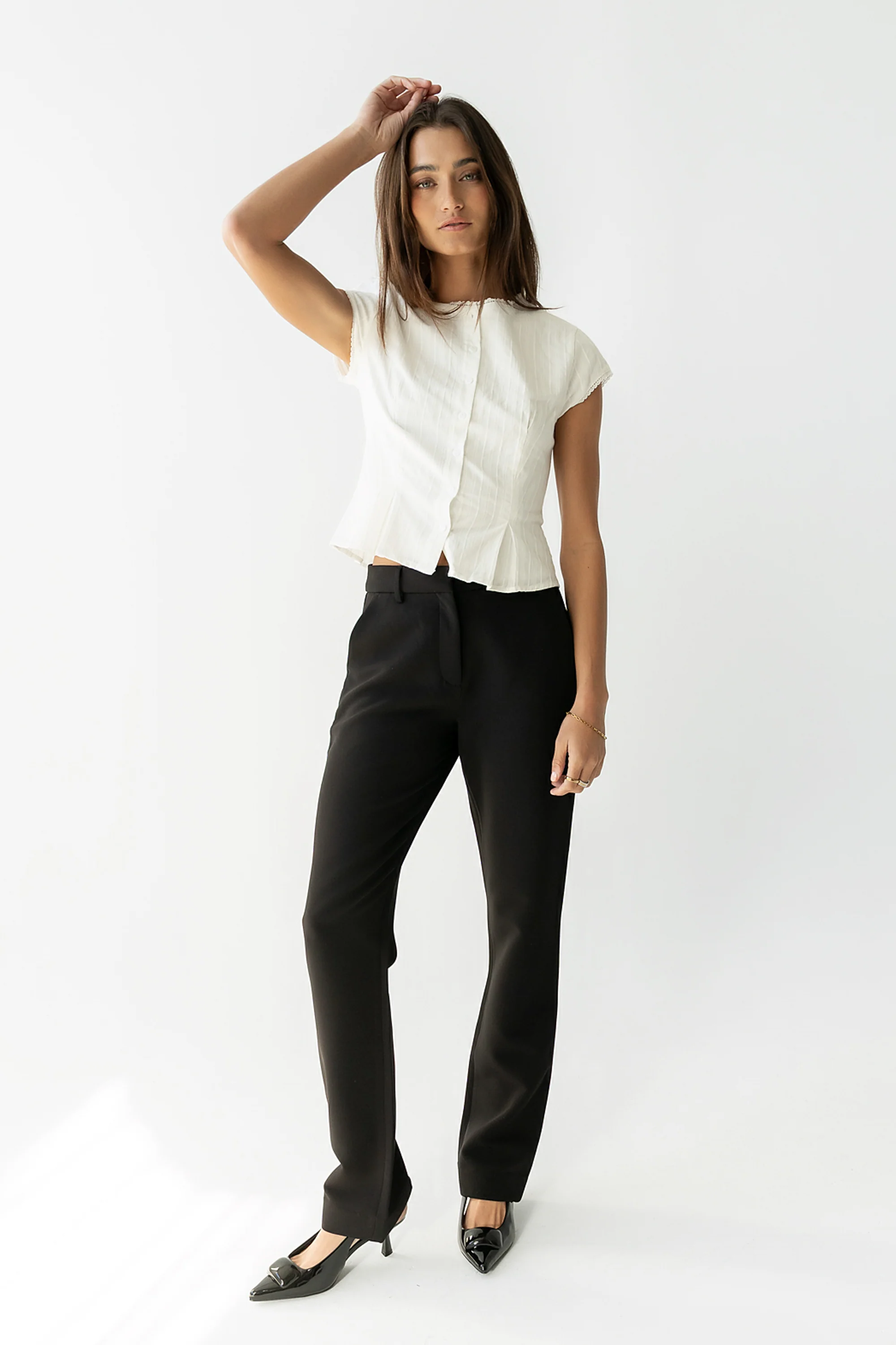 Montie Straight Leg Trousers in Black - Image 4