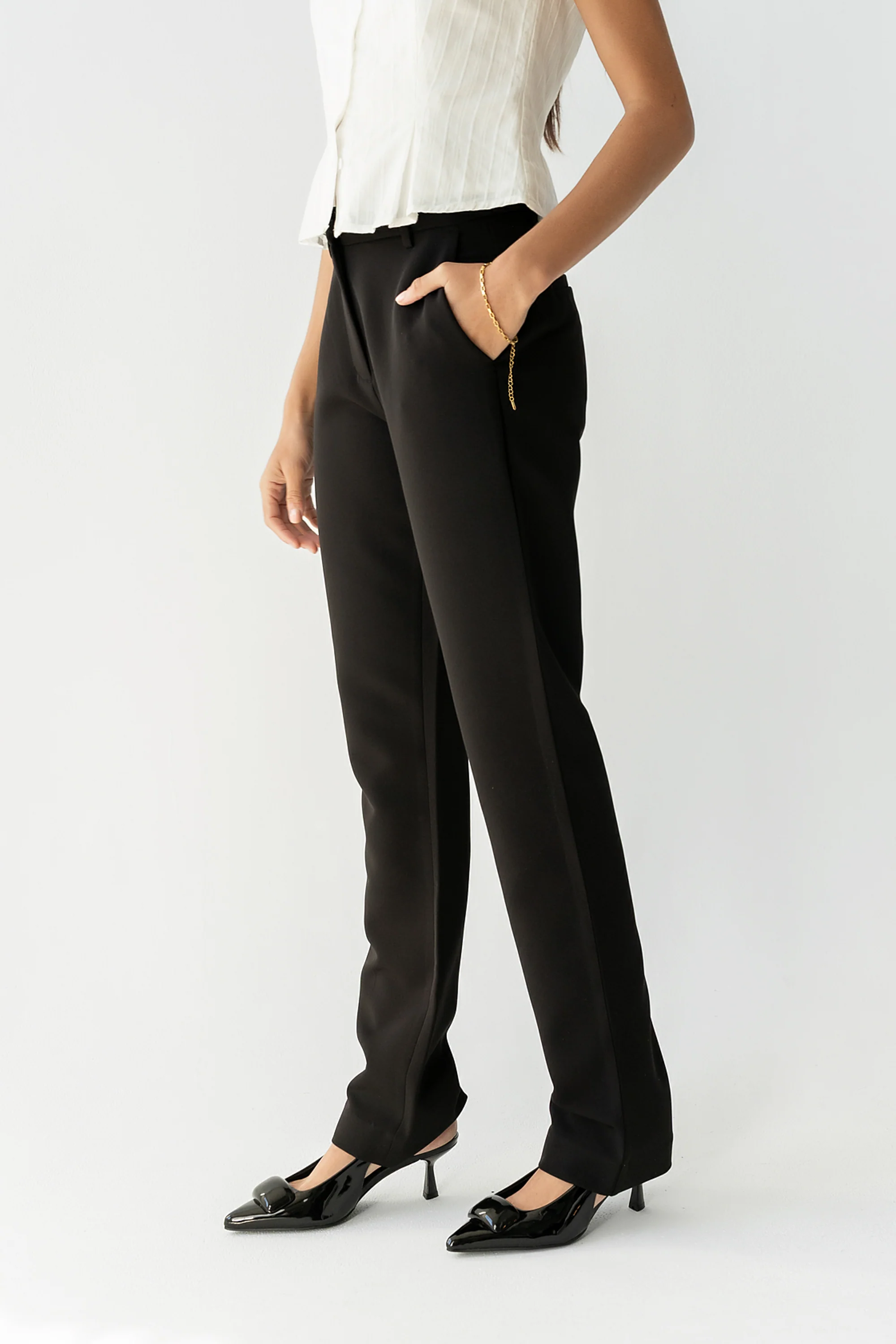 Montie Straight Leg Trousers in Black - Image 6
