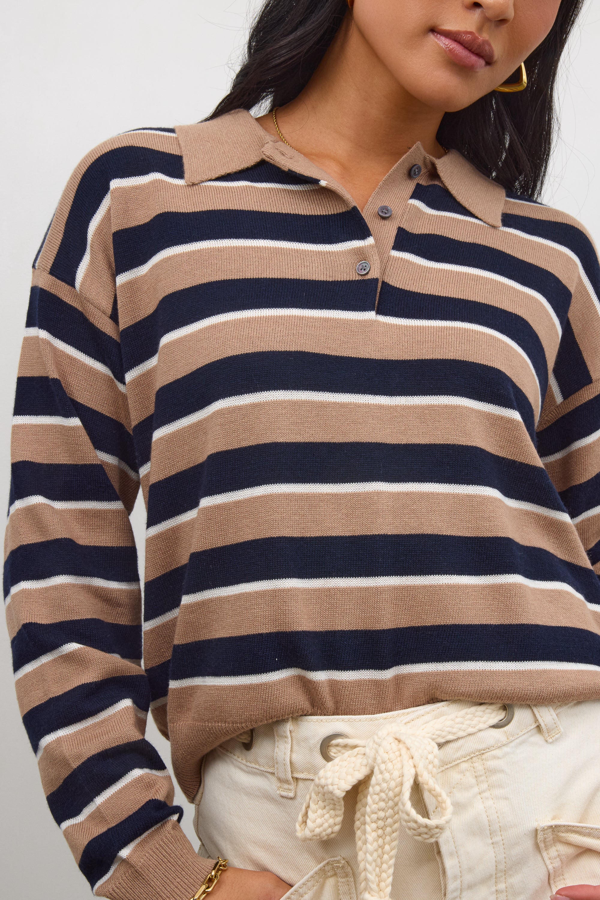 Morgan Striped Sweater in Taupe - FINAL SALE - Image 3