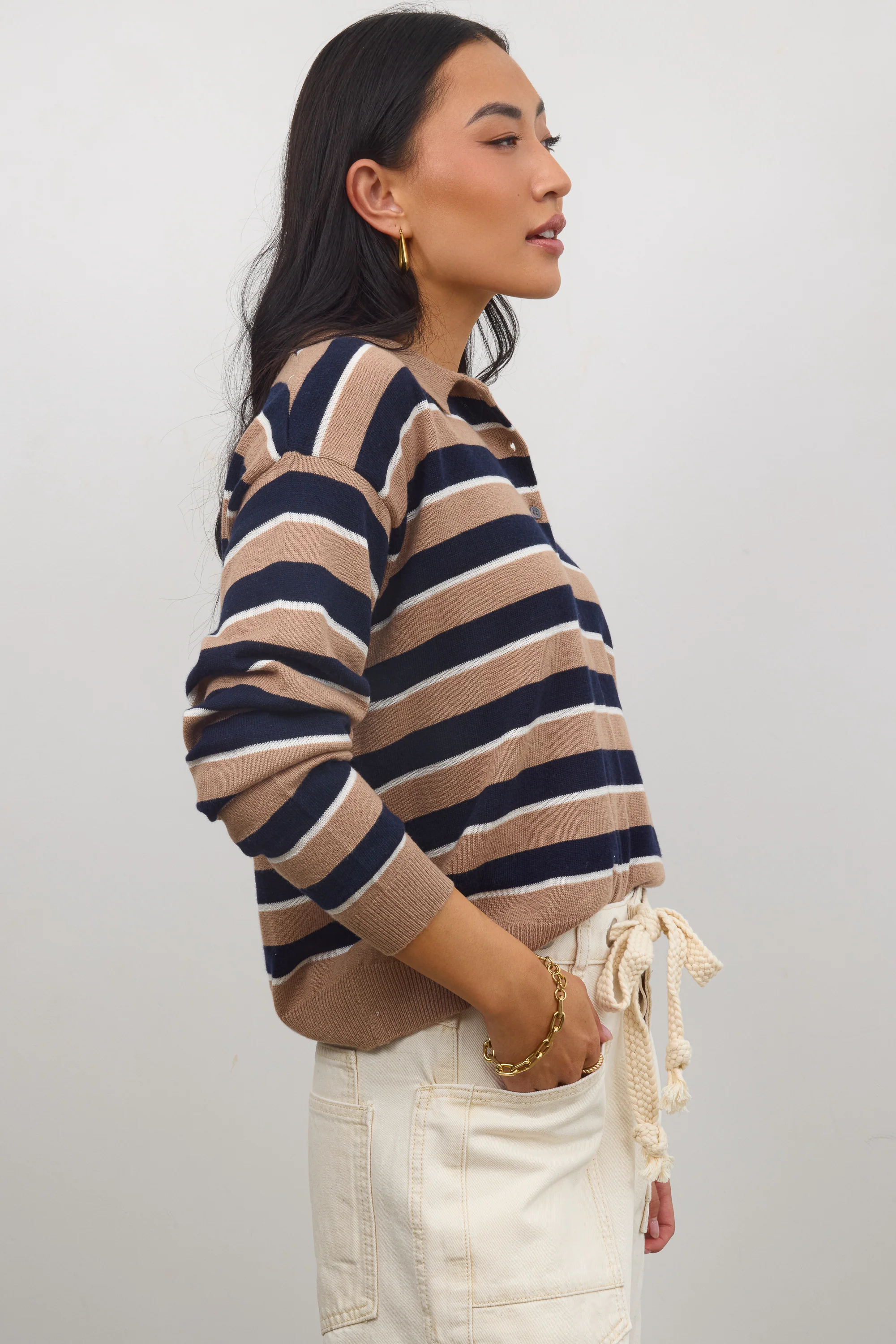 Morgan Striped Sweater in Taupe - FINAL SALE - Image 4