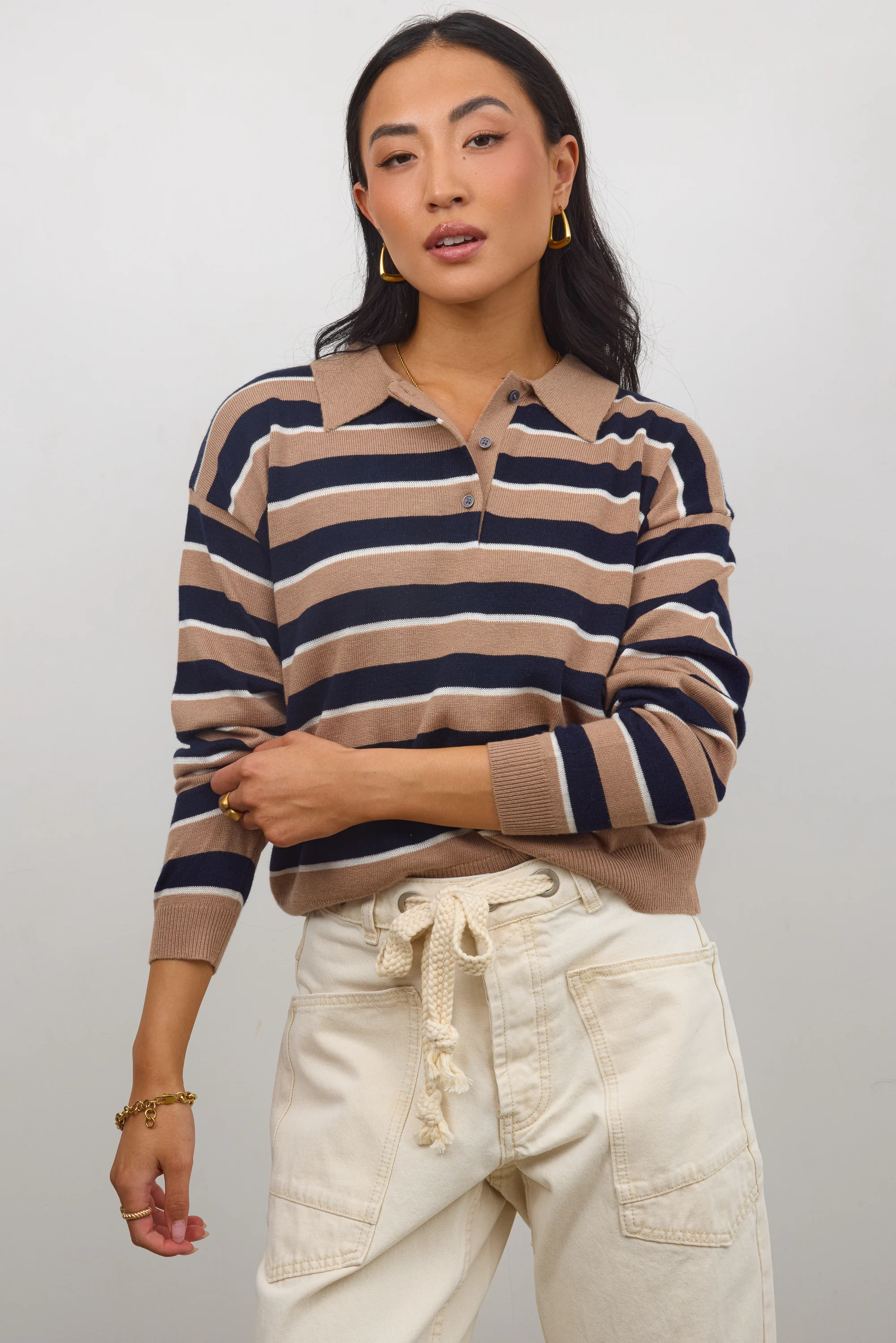 Morgan Striped Sweater in Taupe - FINAL SALE - Image 6
