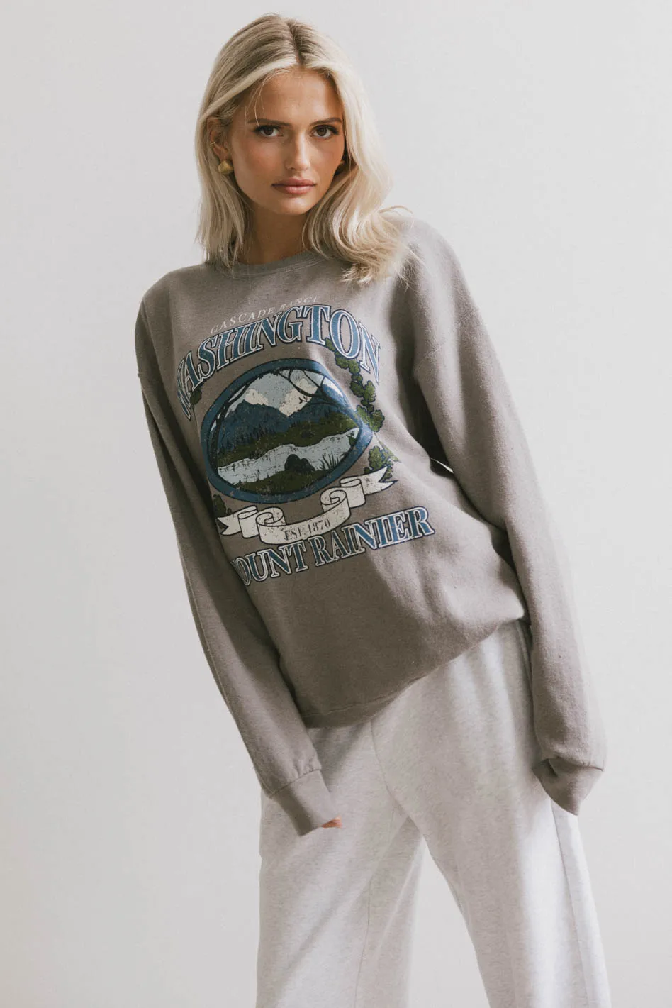 Mount Rainier Crewneck in Grey - FINAL SALE - Image 3