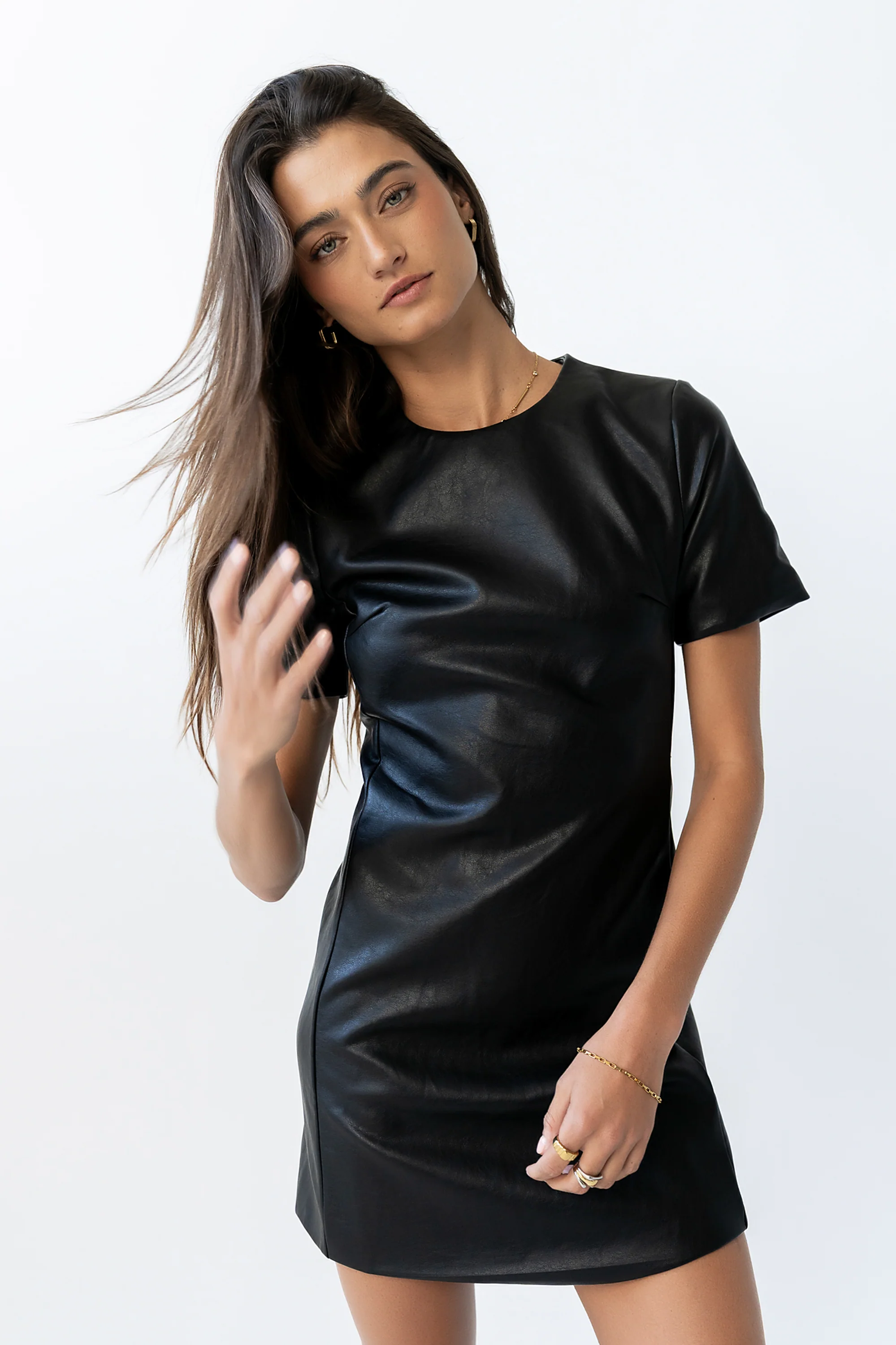 Moxie Vegan Leather Mini Dress in Black - FINAL SALE - Image 4