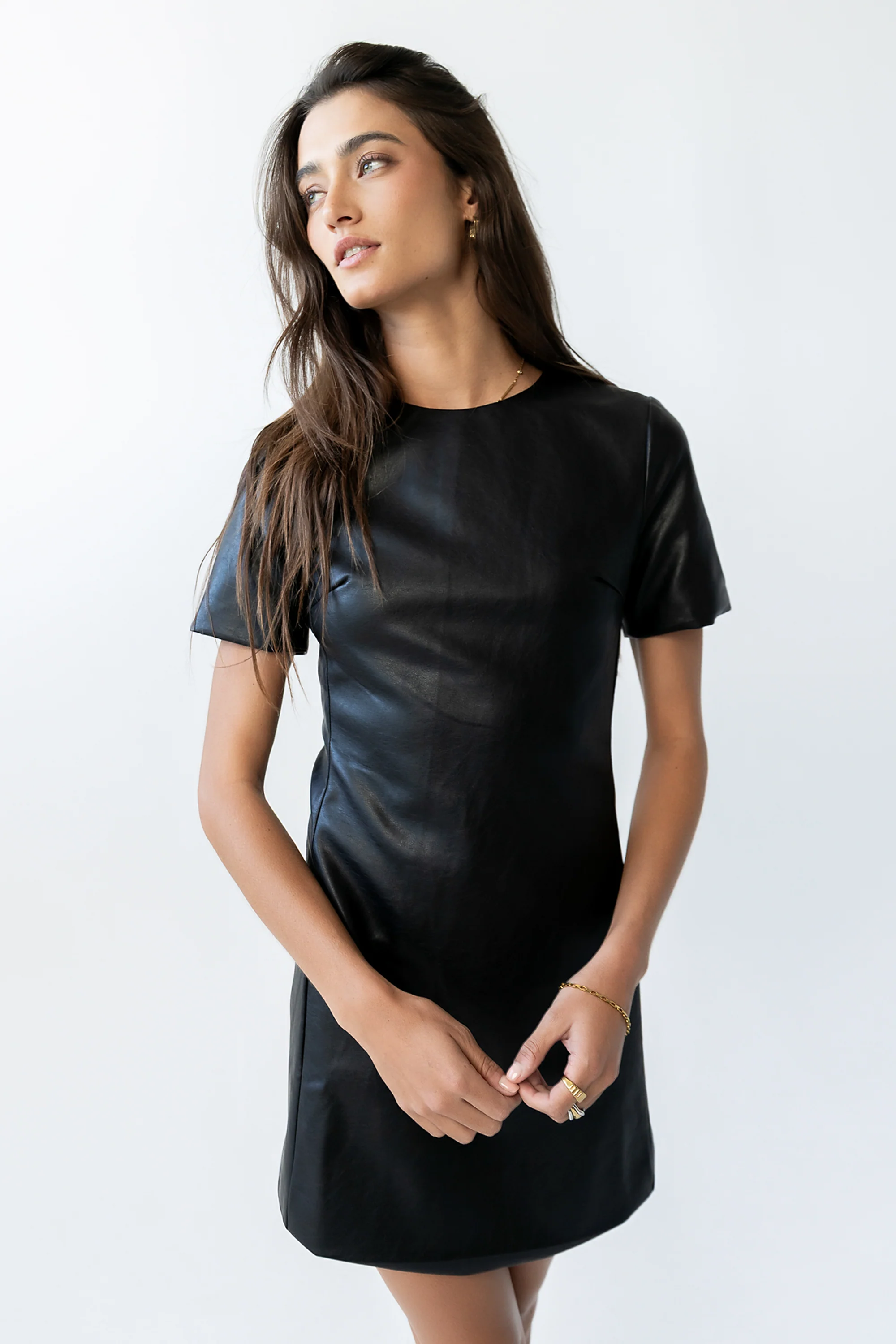 Moxie Vegan Leather Mini Dress in Black - FINAL SALE - Image 5