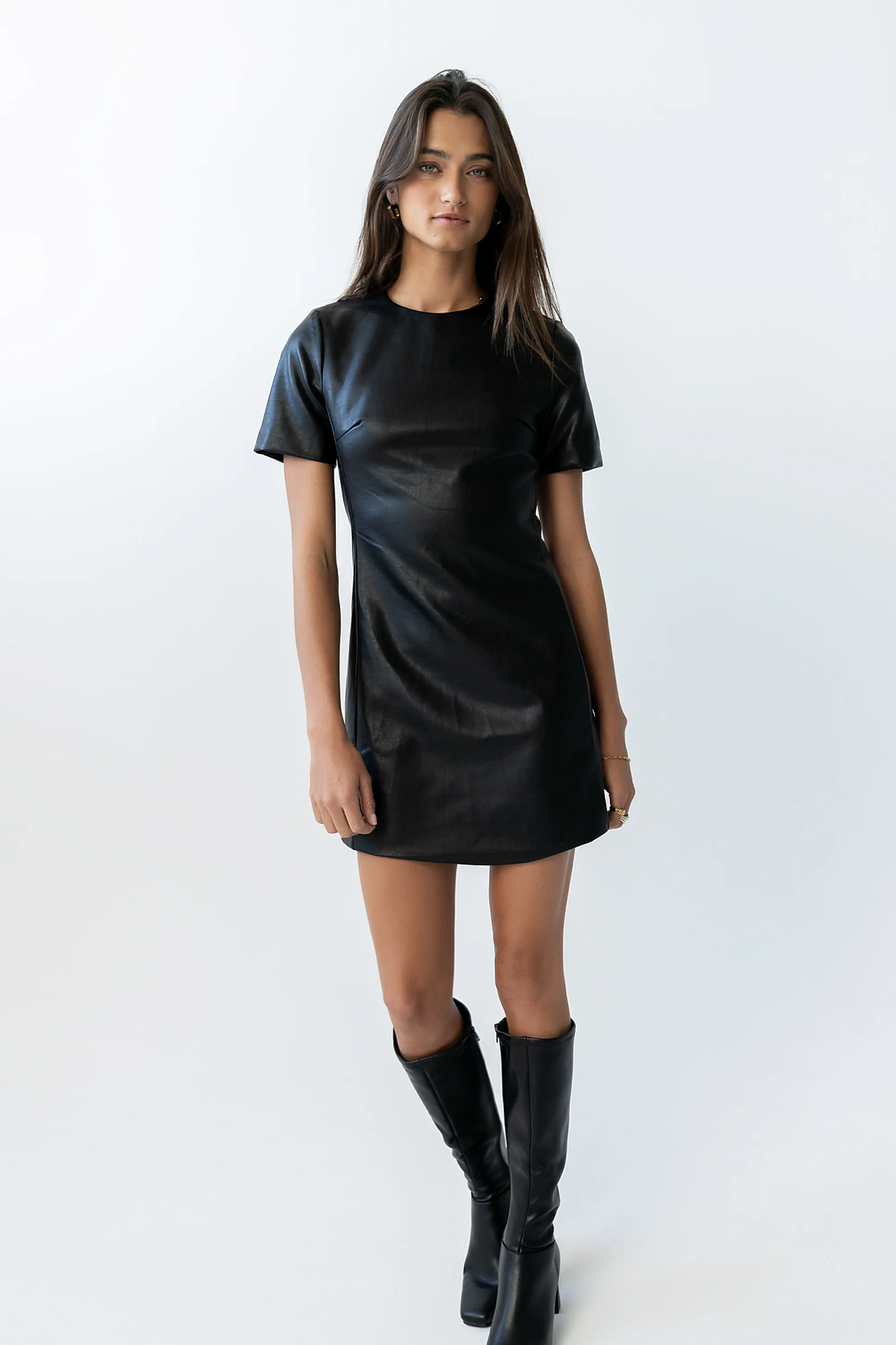Moxie Vegan Leather Mini Dress in Black - FINAL SALE - Image 6