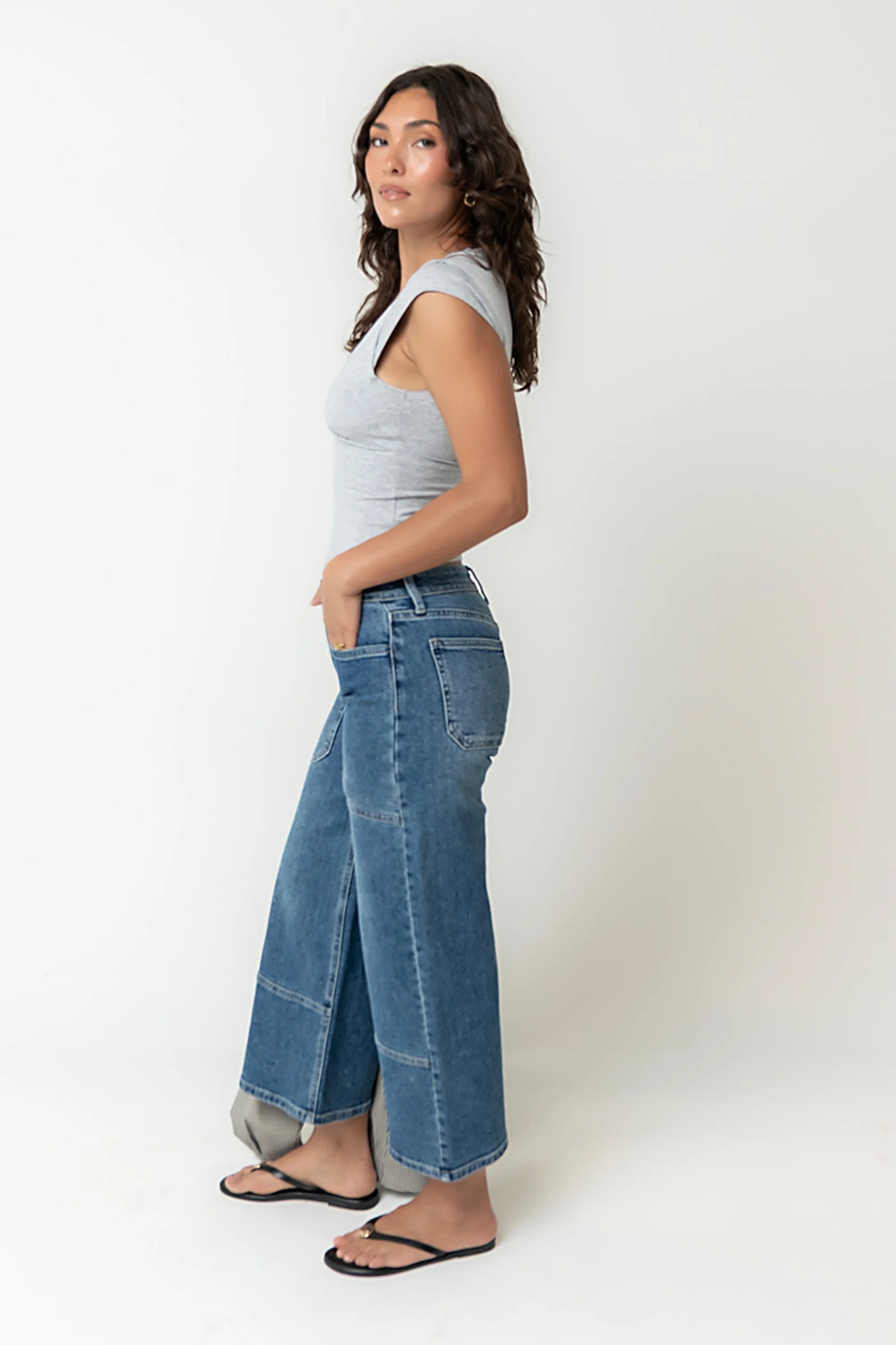 Mylah Wide Leg Jeans in Medium Wash - Image 7
