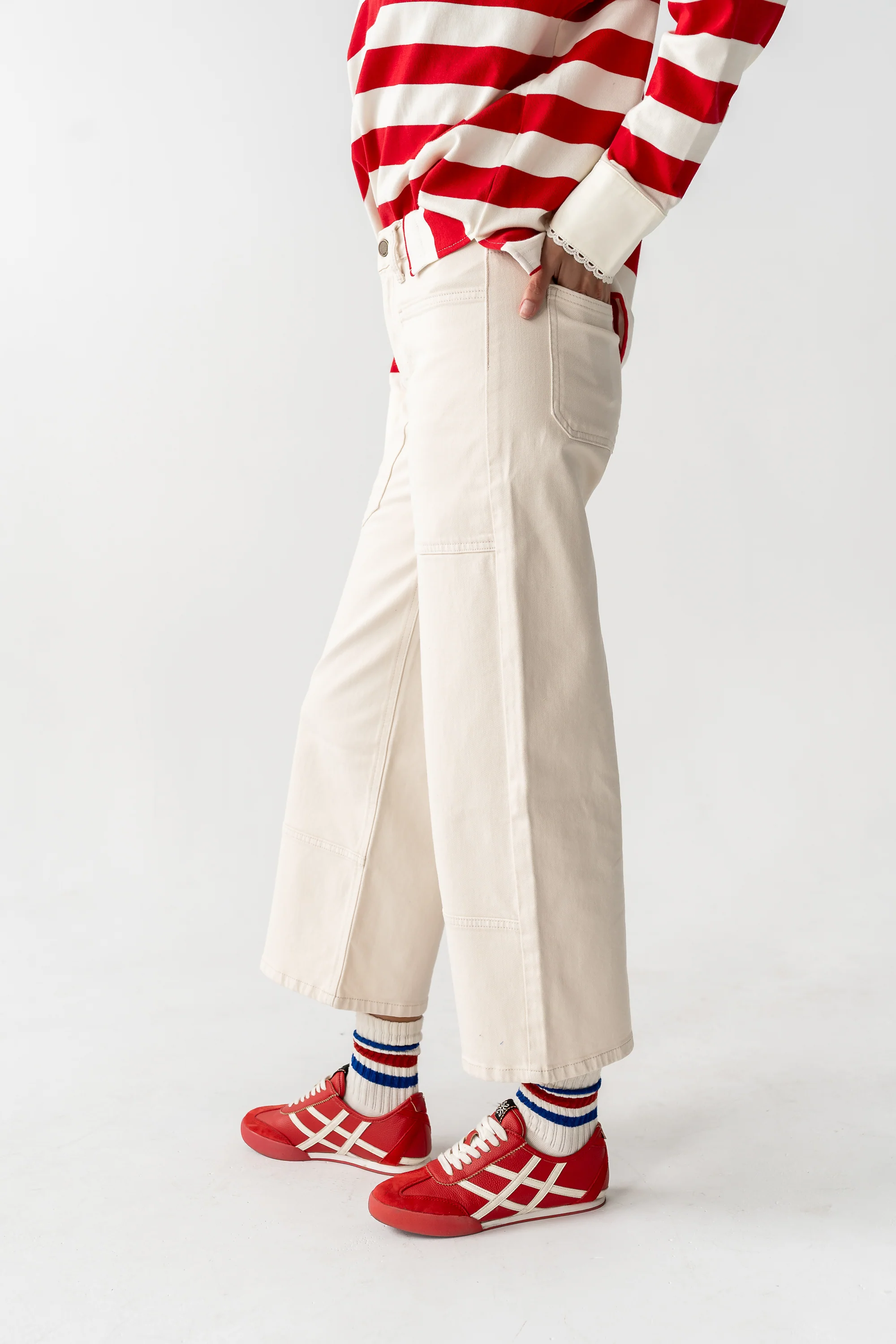 Mylah Wide Leg Jeans in Ivory - Image 11