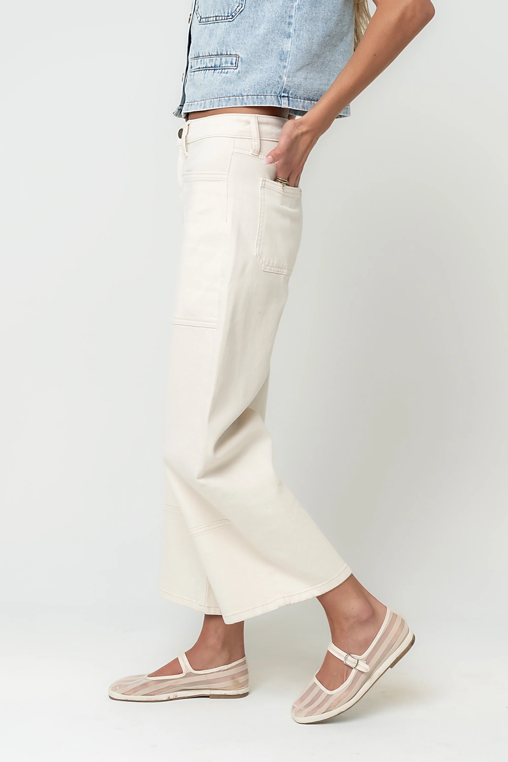 Mylah Wide Leg Jeans in Ivory - Image 4