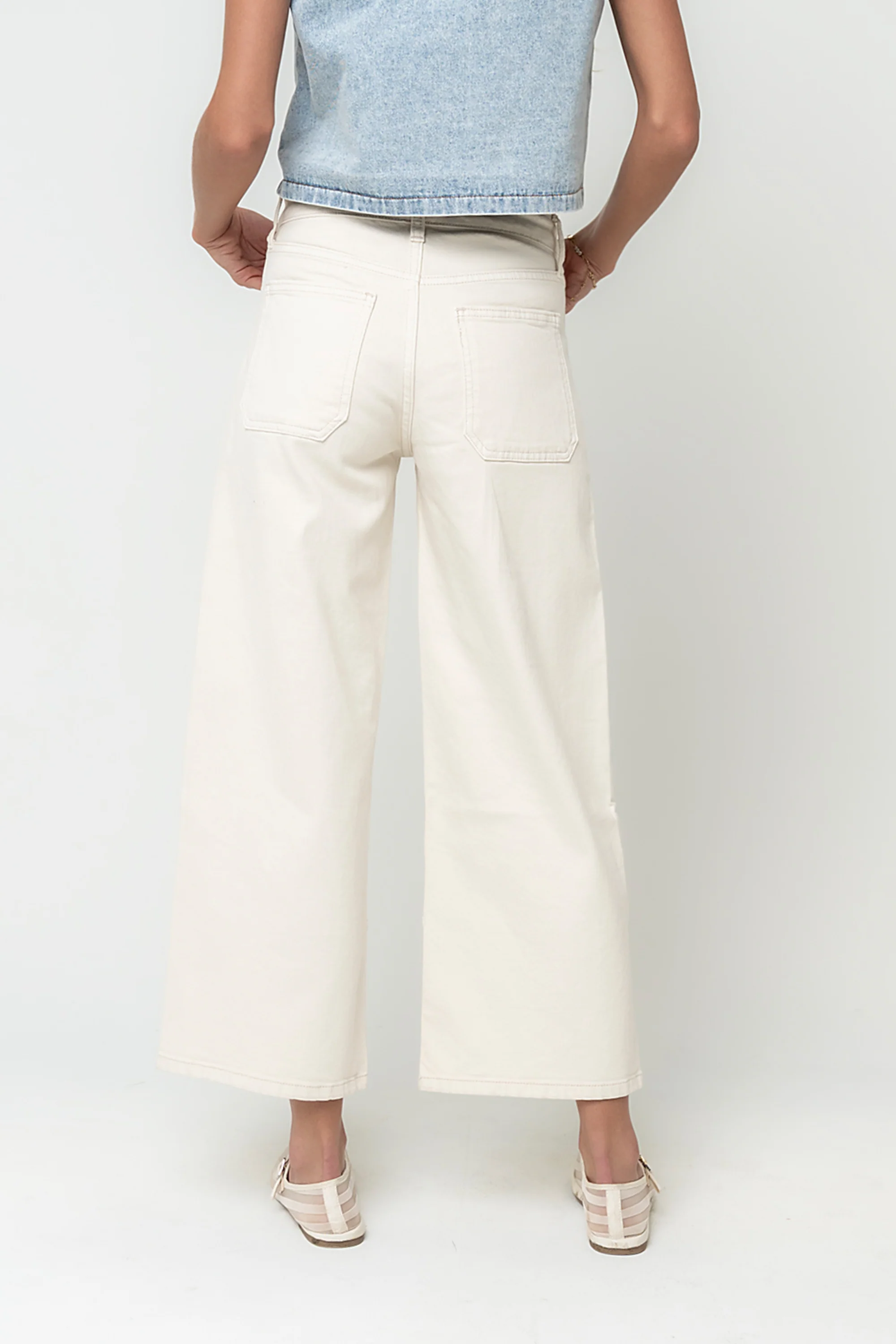 Mylah Wide Leg Jeans in Ivory - Image 5