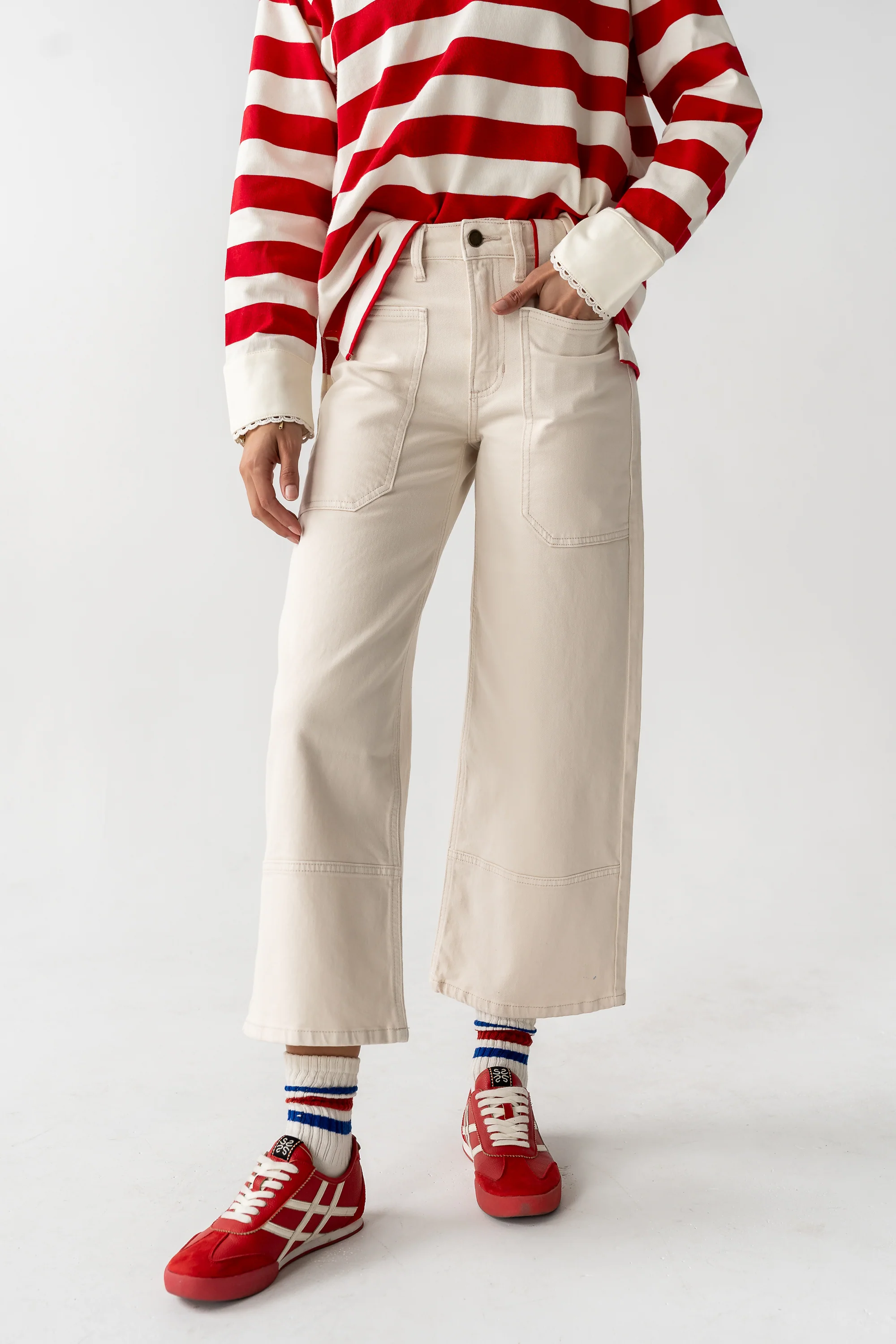 Mylah Wide Leg Jeans in Ivory - Image 6