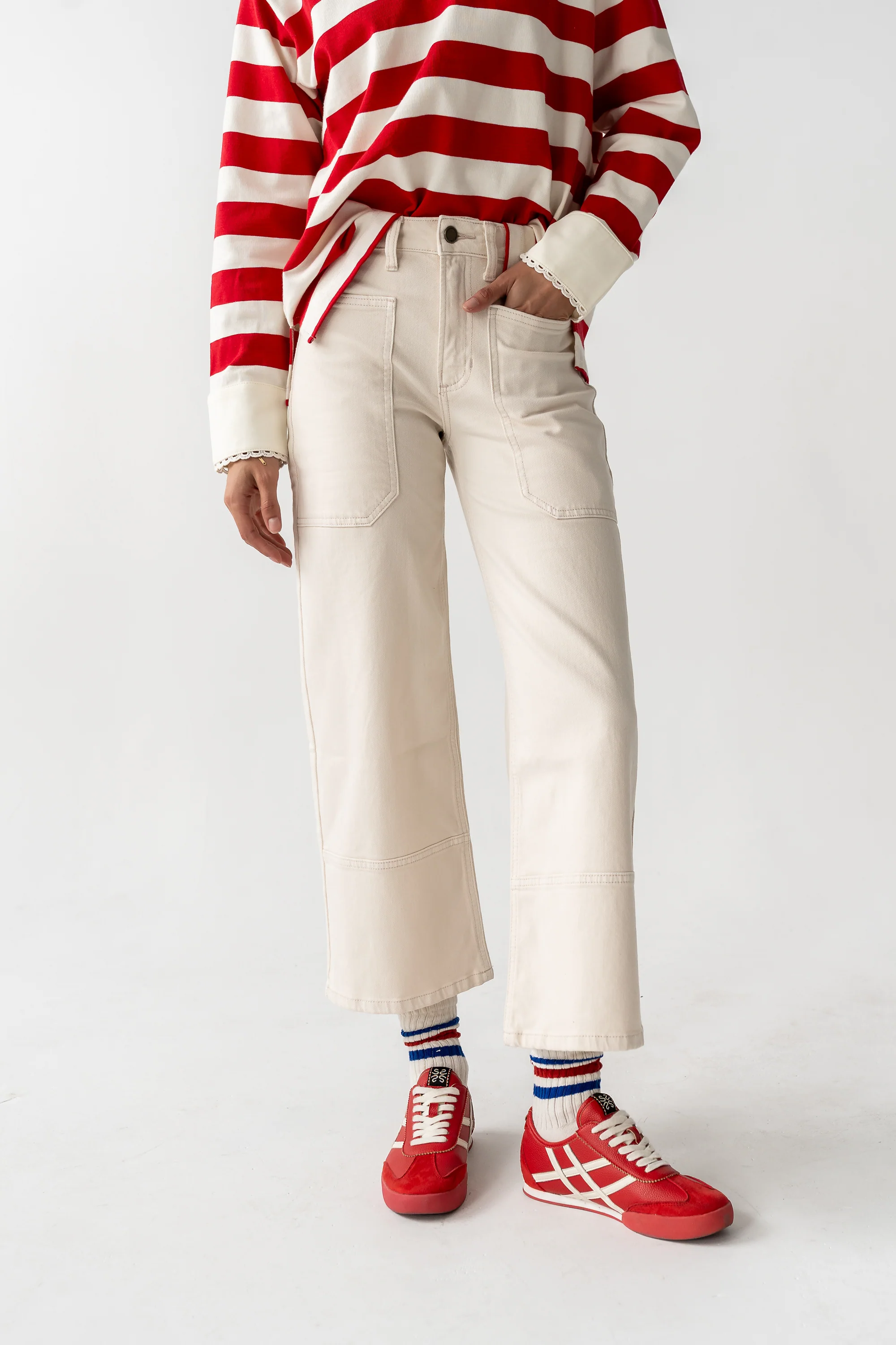 Mylah Wide Leg Jeans in Ivory - Image 8