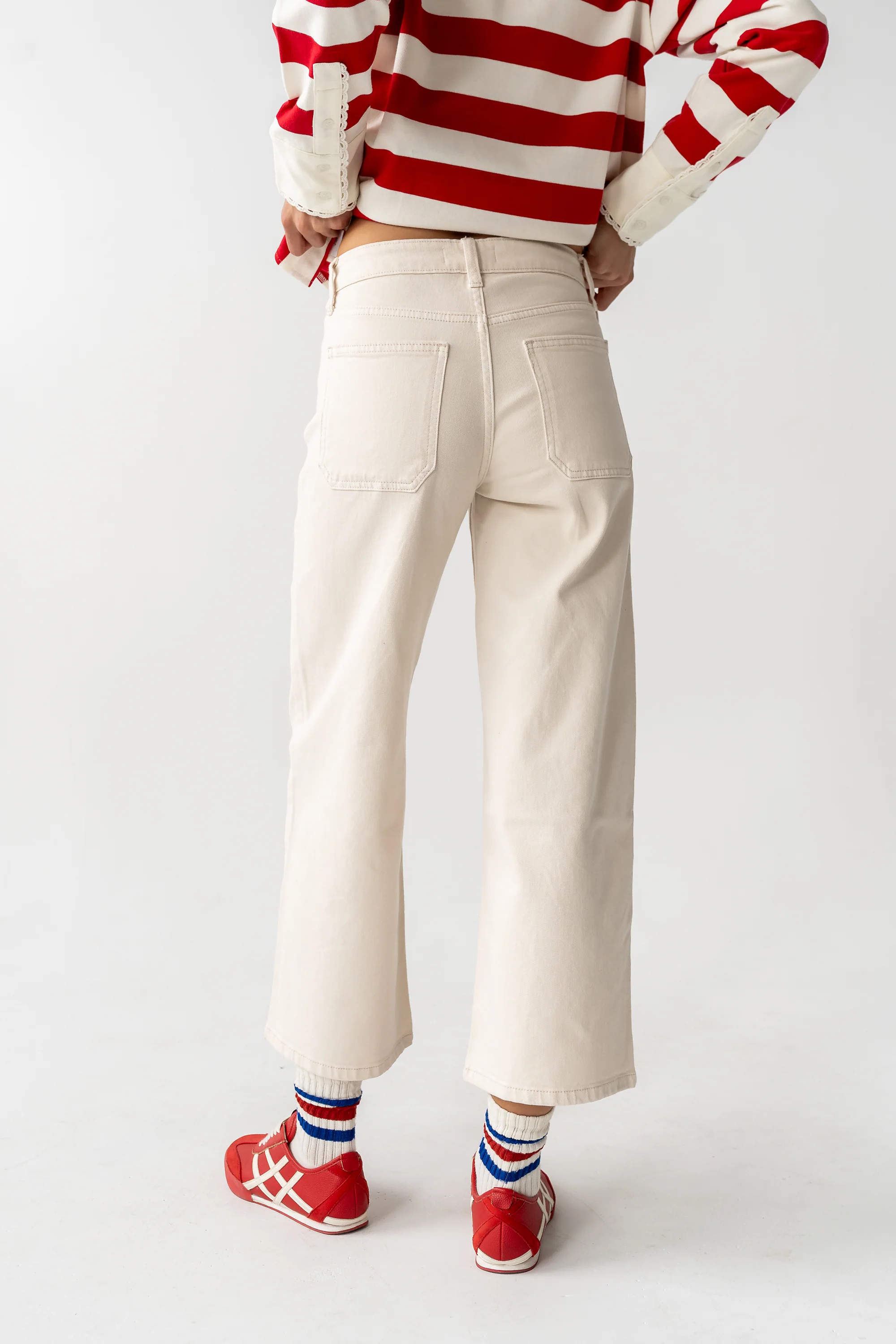 Mylah Wide Leg Jeans in Ivory - Image 9