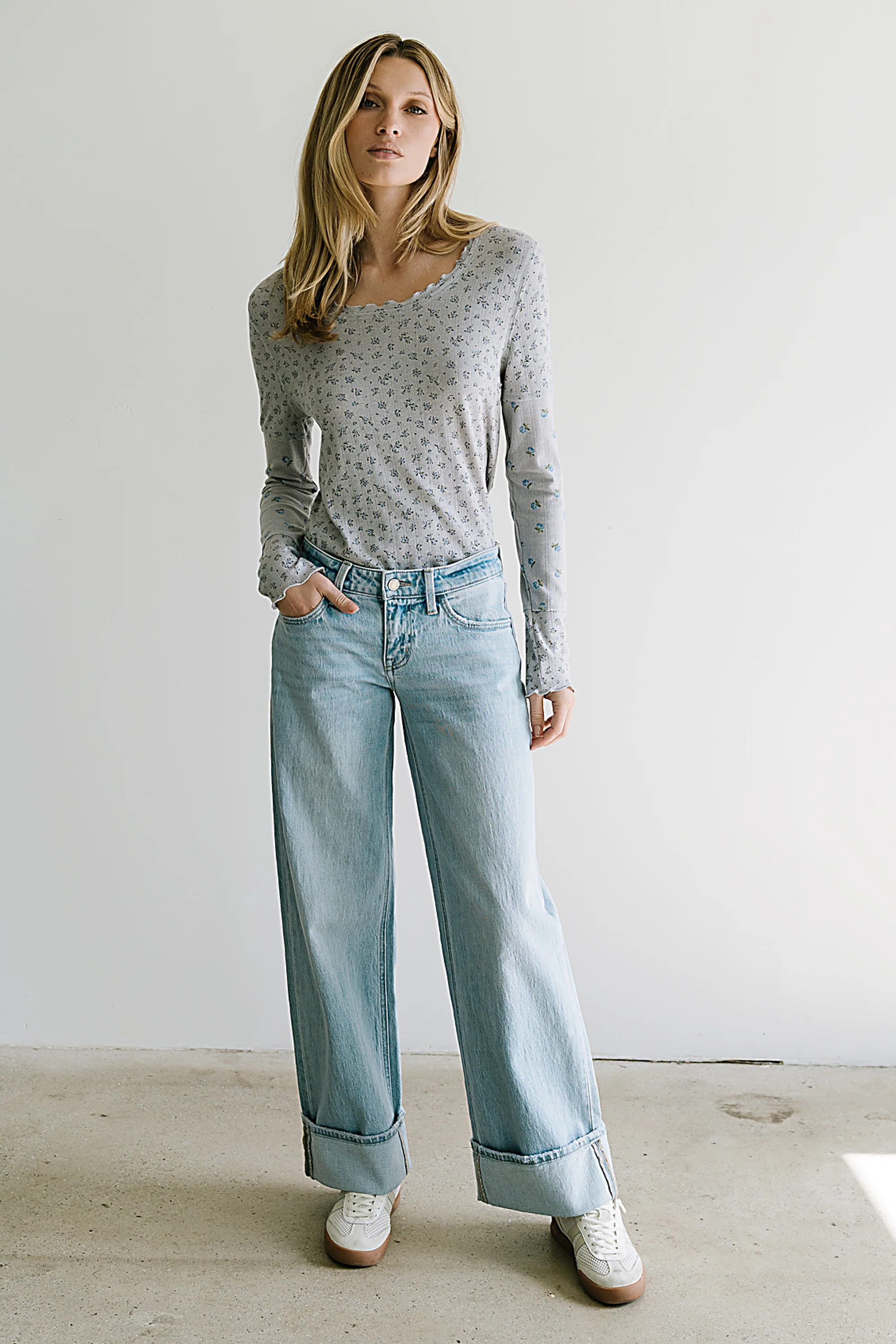 Mylo Floral Top in Heather Grey - FINAL SALE - Image 3