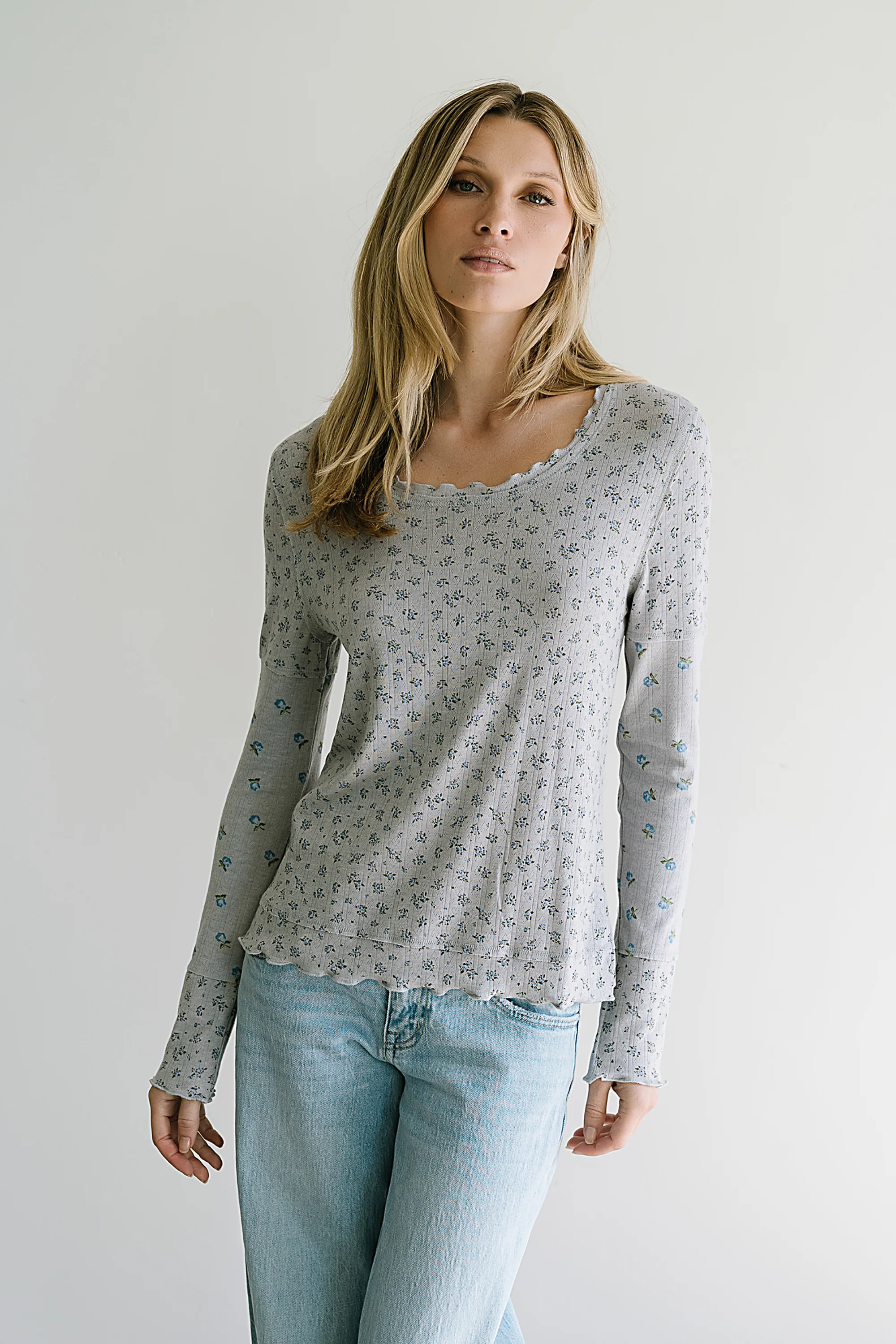 Mylo Floral Top in Heather Grey - FINAL SALE - Image 6