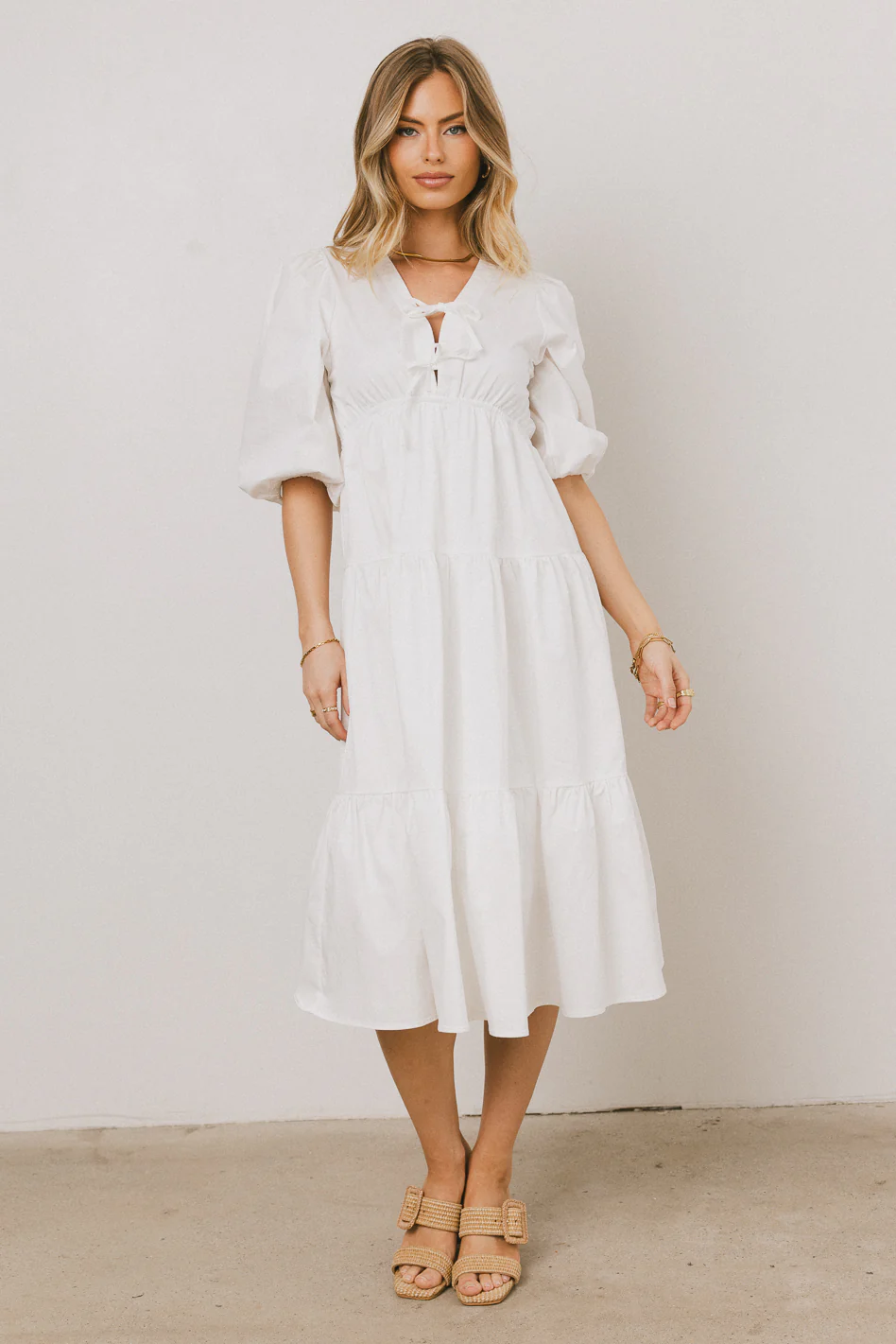 Nadia Midi Dress in Cream - FINAL SALE - Image 3