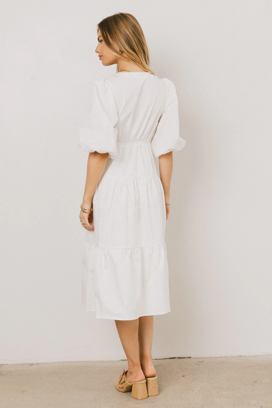 Nadia Midi Dress in Cream - FINAL SALE - Image 4