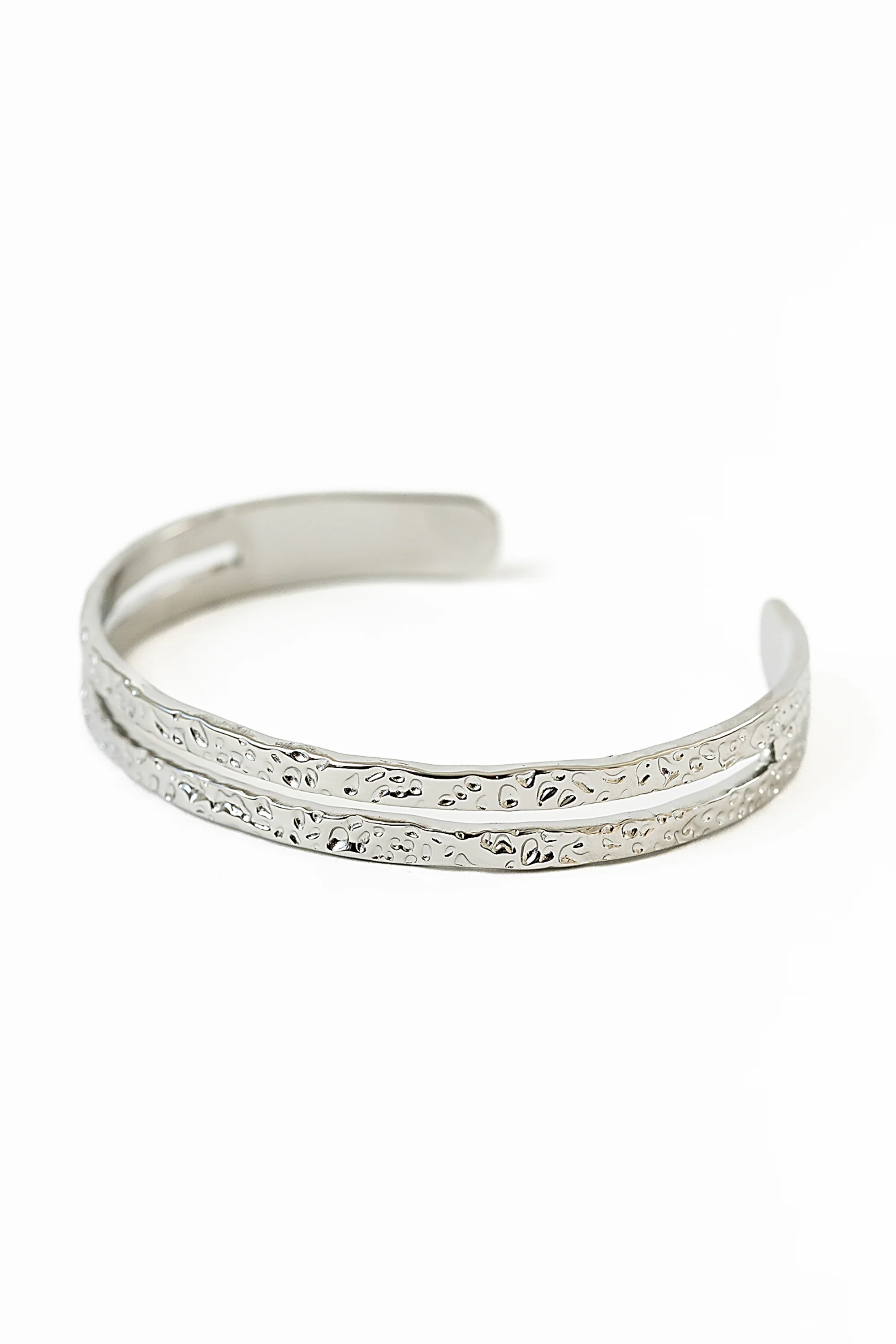 Nancy Textured Cuff in Silver