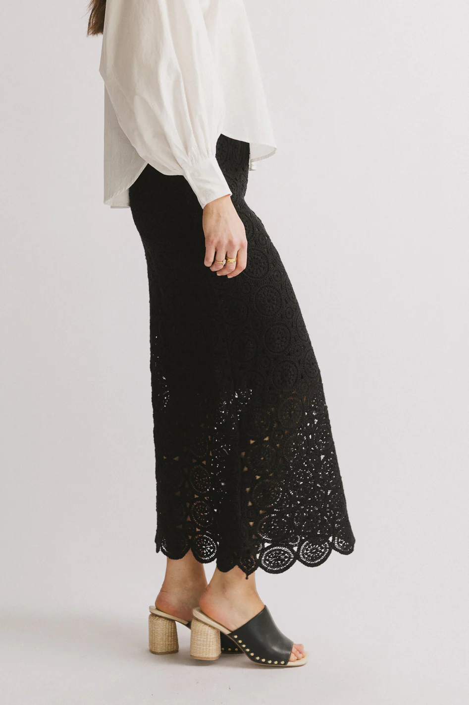 Nanet Crocheted Maxi Skirt in Black - FINAL SALE - Image 5
