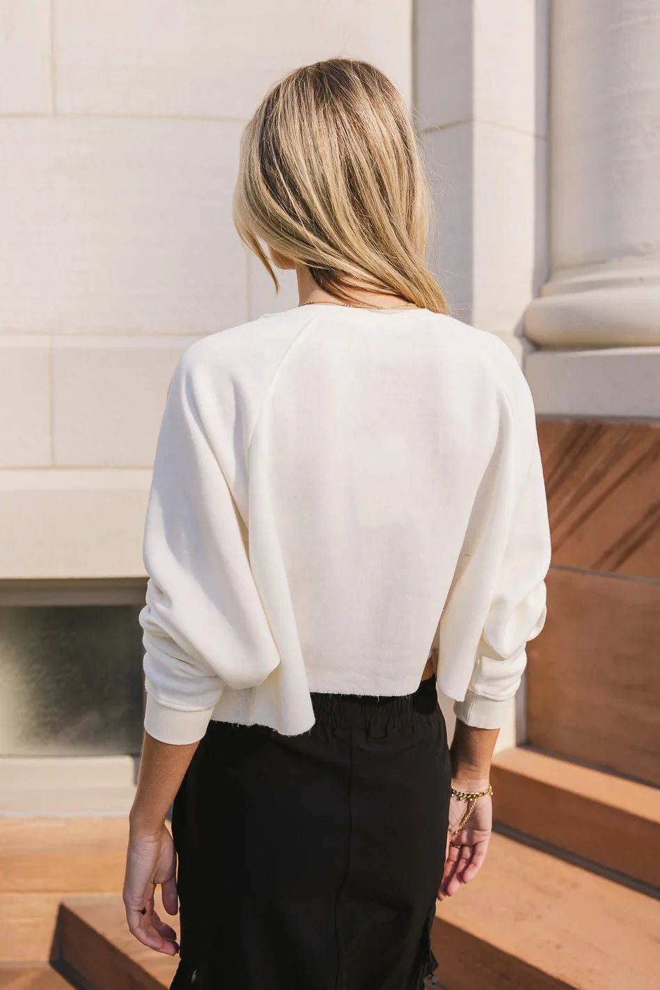 Nara Cropped Sweatshirt in Cream - FINAL SALE - Image 7
