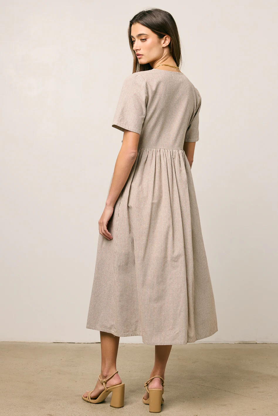 Narla Striped Midi Dress in Brown - FINAL SALE - Image 3