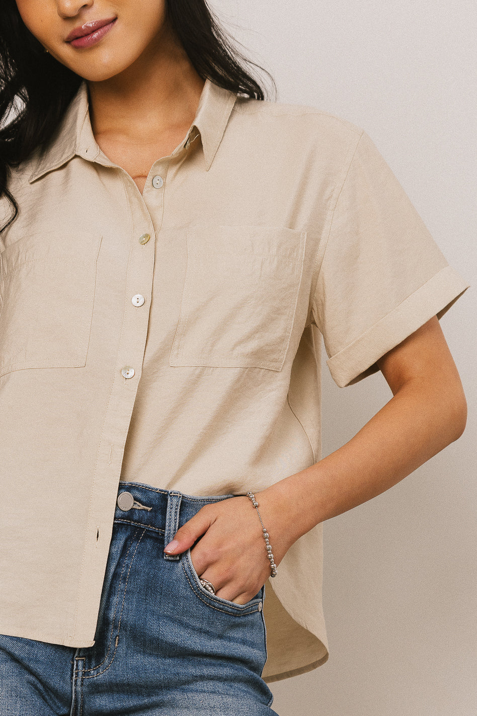 Nash Button Up in Taupe - FINAL SALE - Image 2