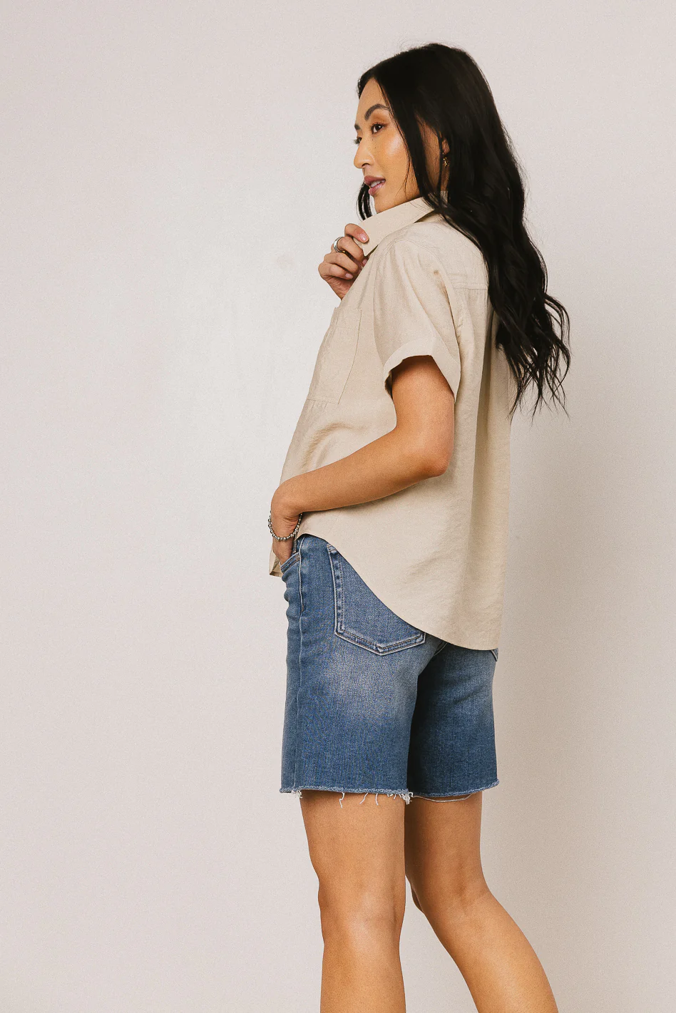 Nash Button Up in Taupe - FINAL SALE - Image 3