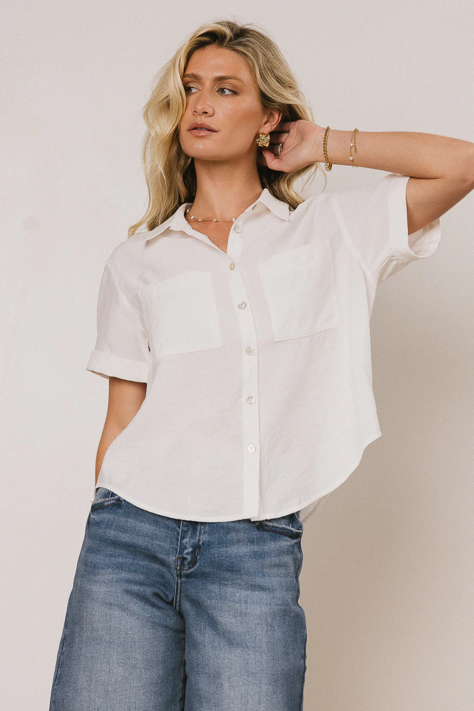 Nash Button Up in White - FINAL SALE - Image 4
