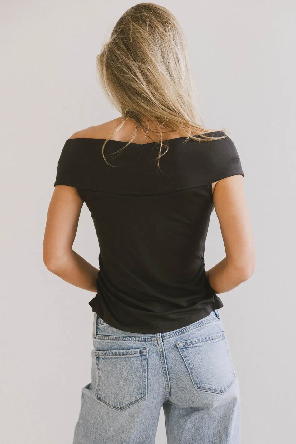 Natalia Ruched Top in Charcoal - FINAL SALE - Image 3