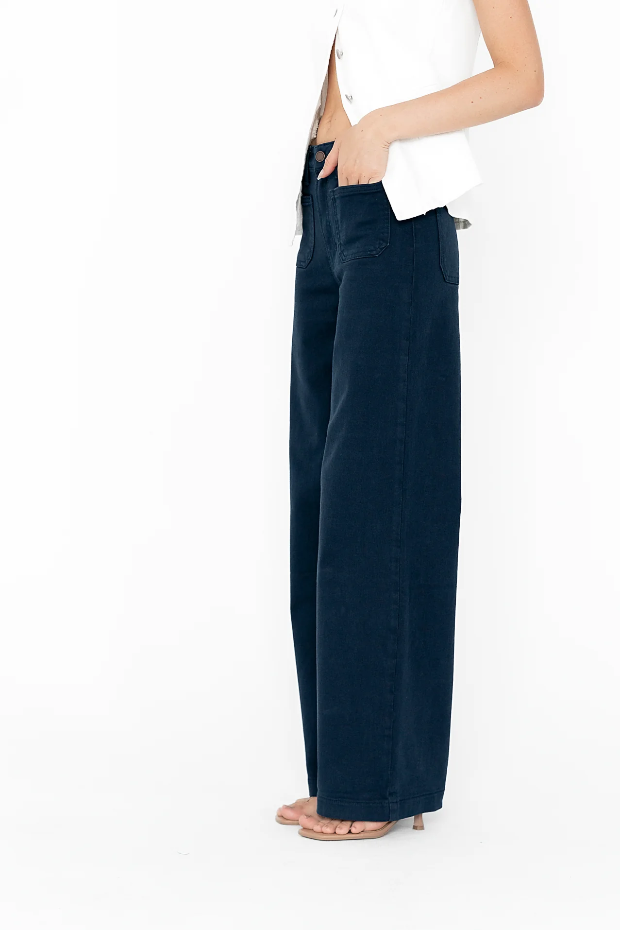 Natasha Wide Leg Jeans in Navy - Image 6