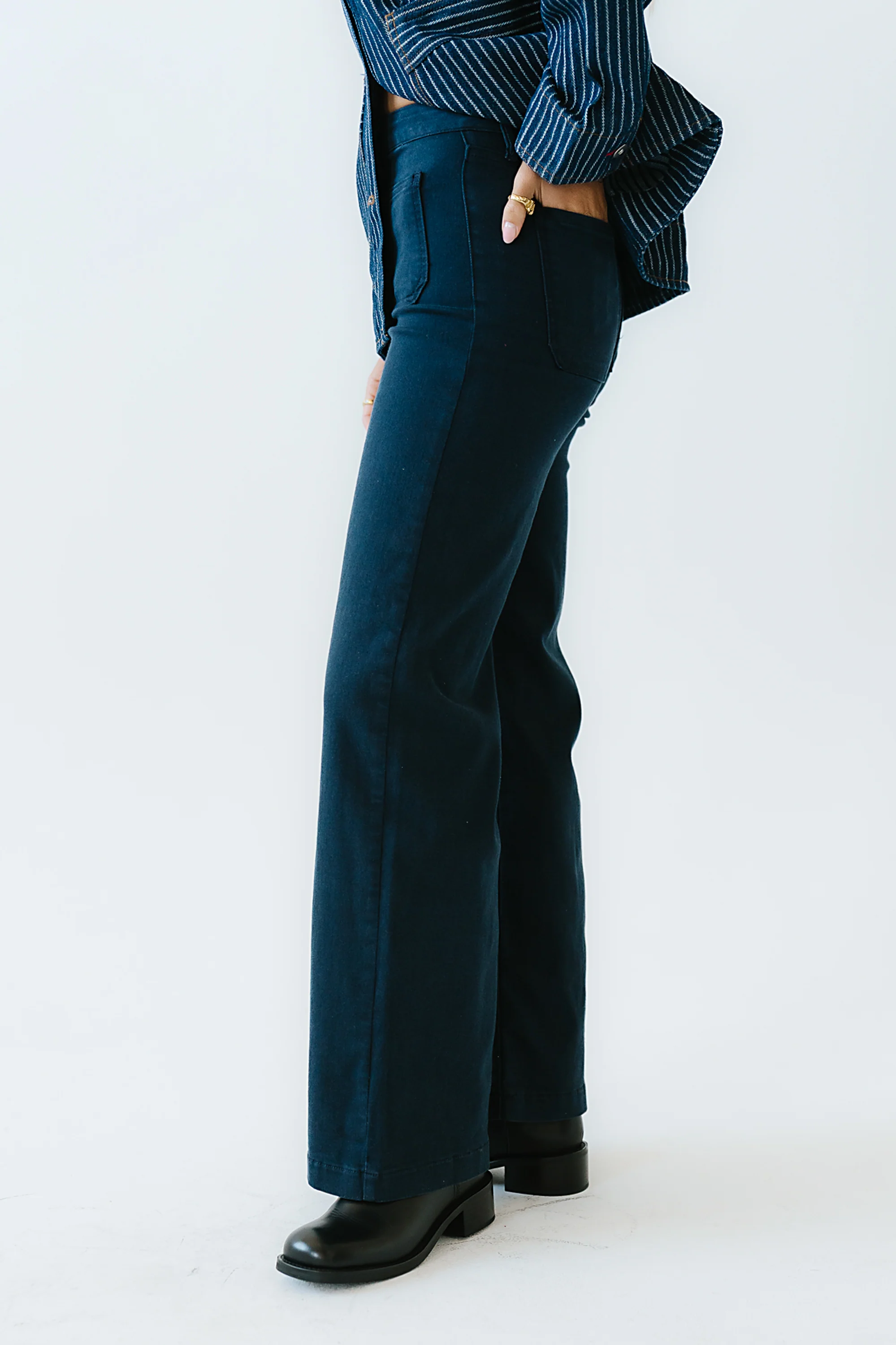 Natasha Wide Leg Jeans in Navy - Image 8