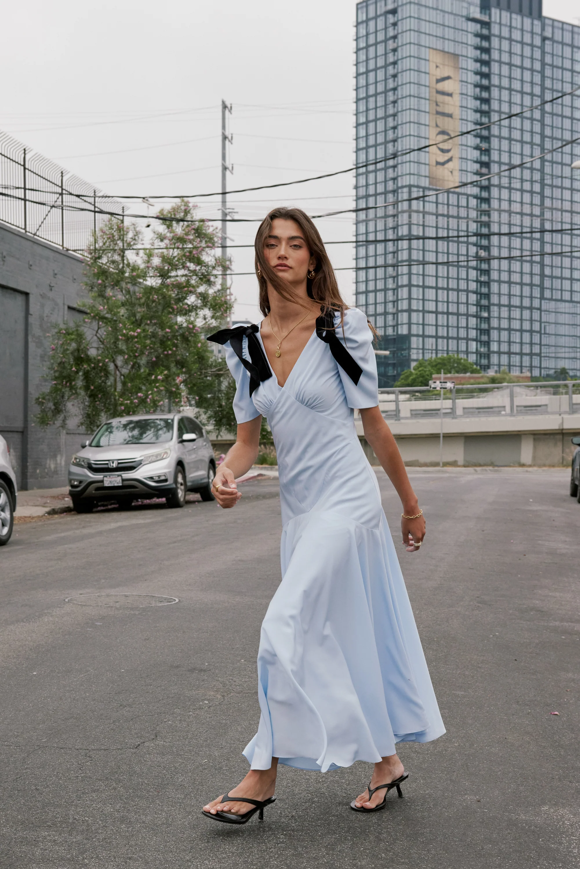 Nellie Drop Waist Maxi Dress in Blue - Image 10