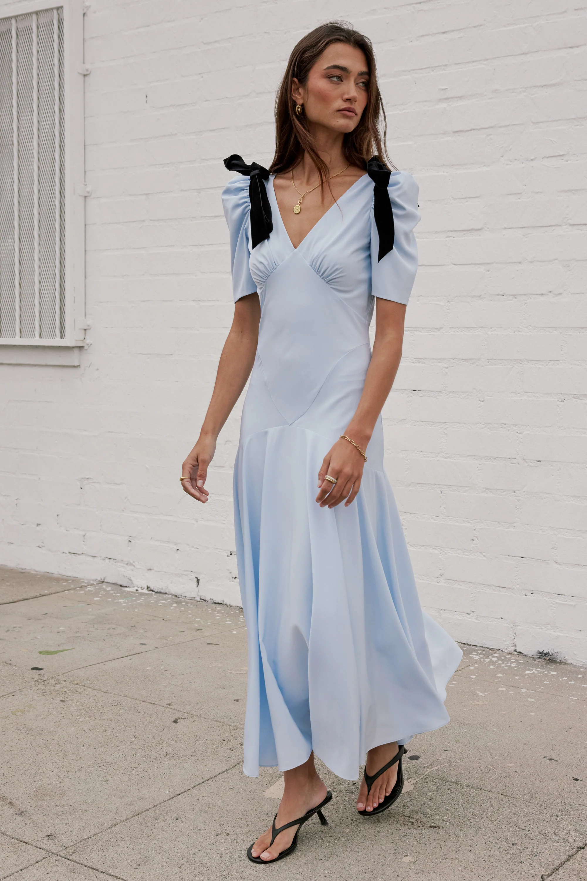 Nellie Drop Waist Maxi Dress in Blue - Image 6