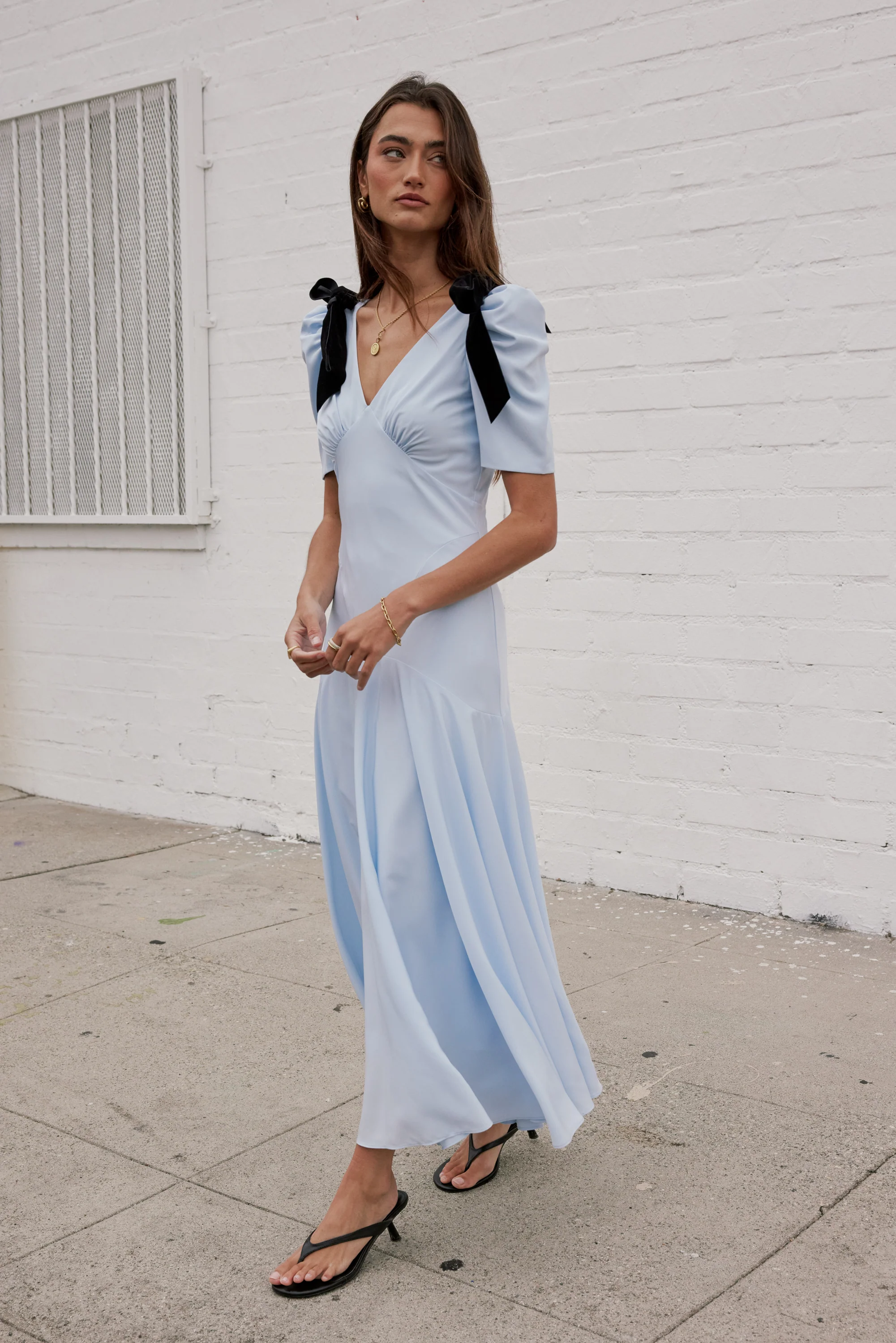 Nellie Drop Waist Maxi Dress in Blue - Image 9