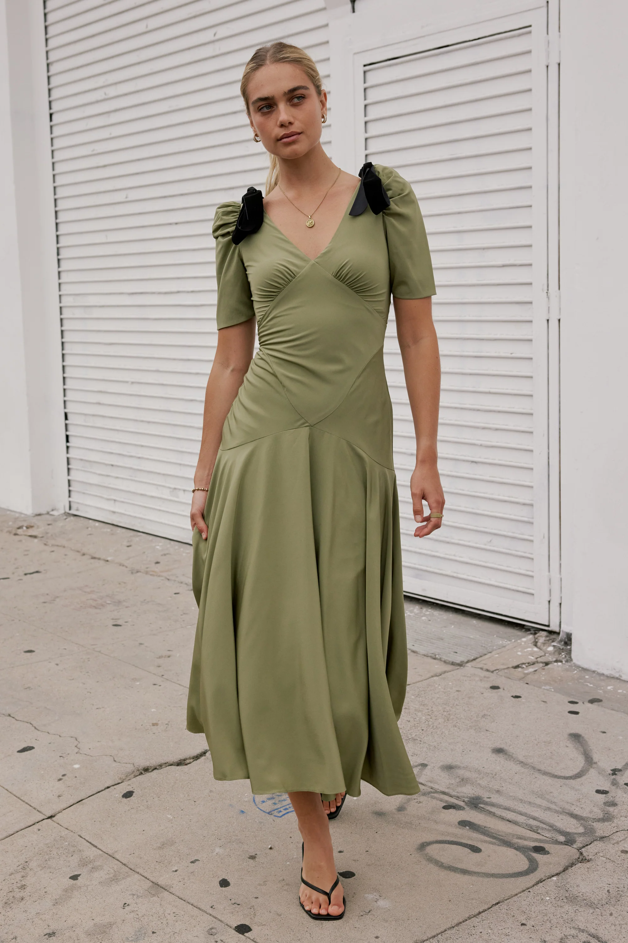 Nellie Drop Waist Maxi Dress in Sage - FINAL SALE - Image 13