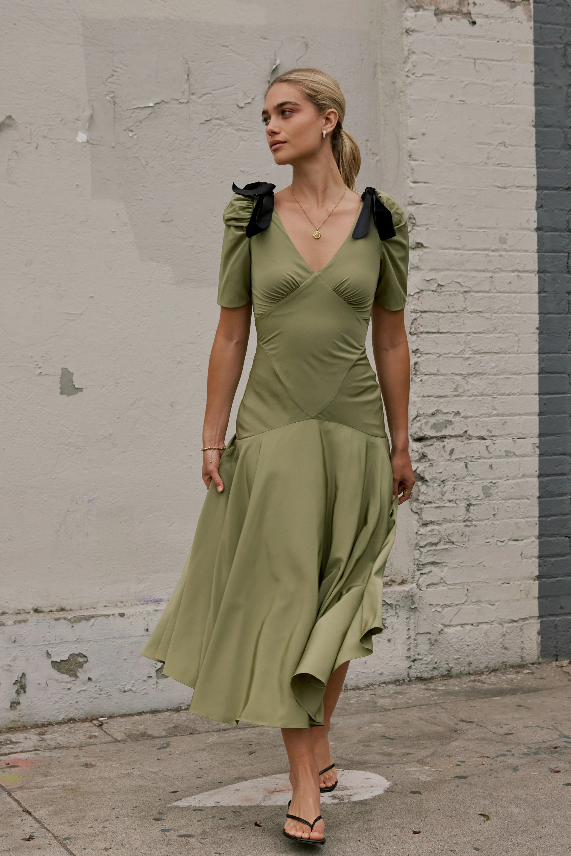 Nellie Drop Waist Maxi Dress in Sage - FINAL SALE - Image 6