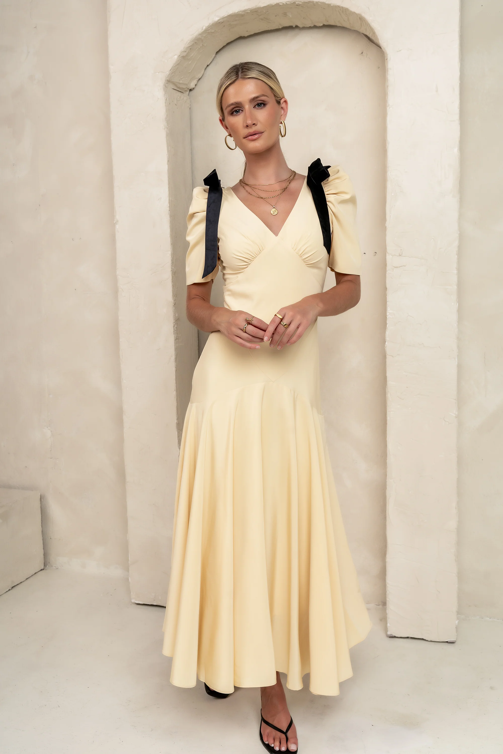 Nellie Drop Waist Maxi Dress in Yellow - Image 12