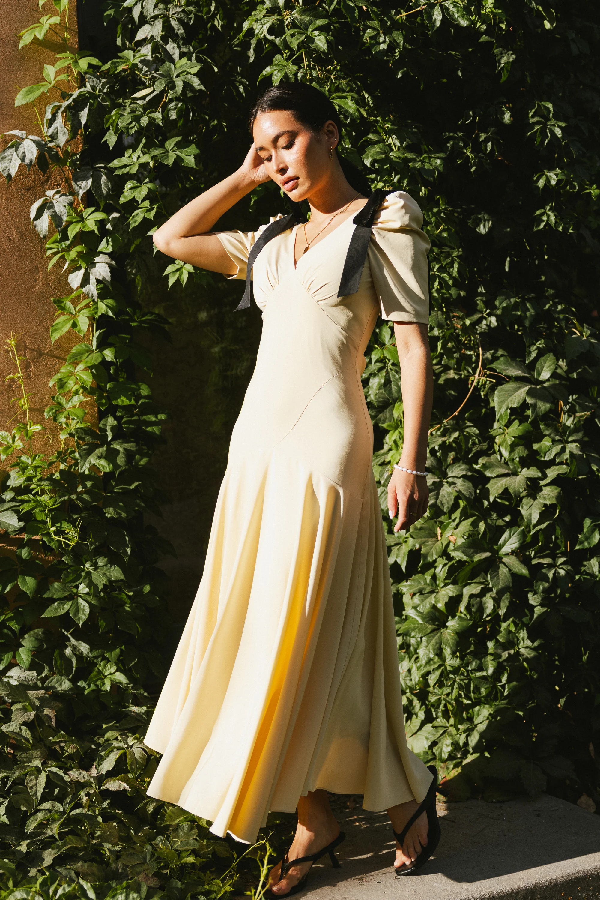 Nellie Drop Waist Maxi Dress in Yellow - Image 9