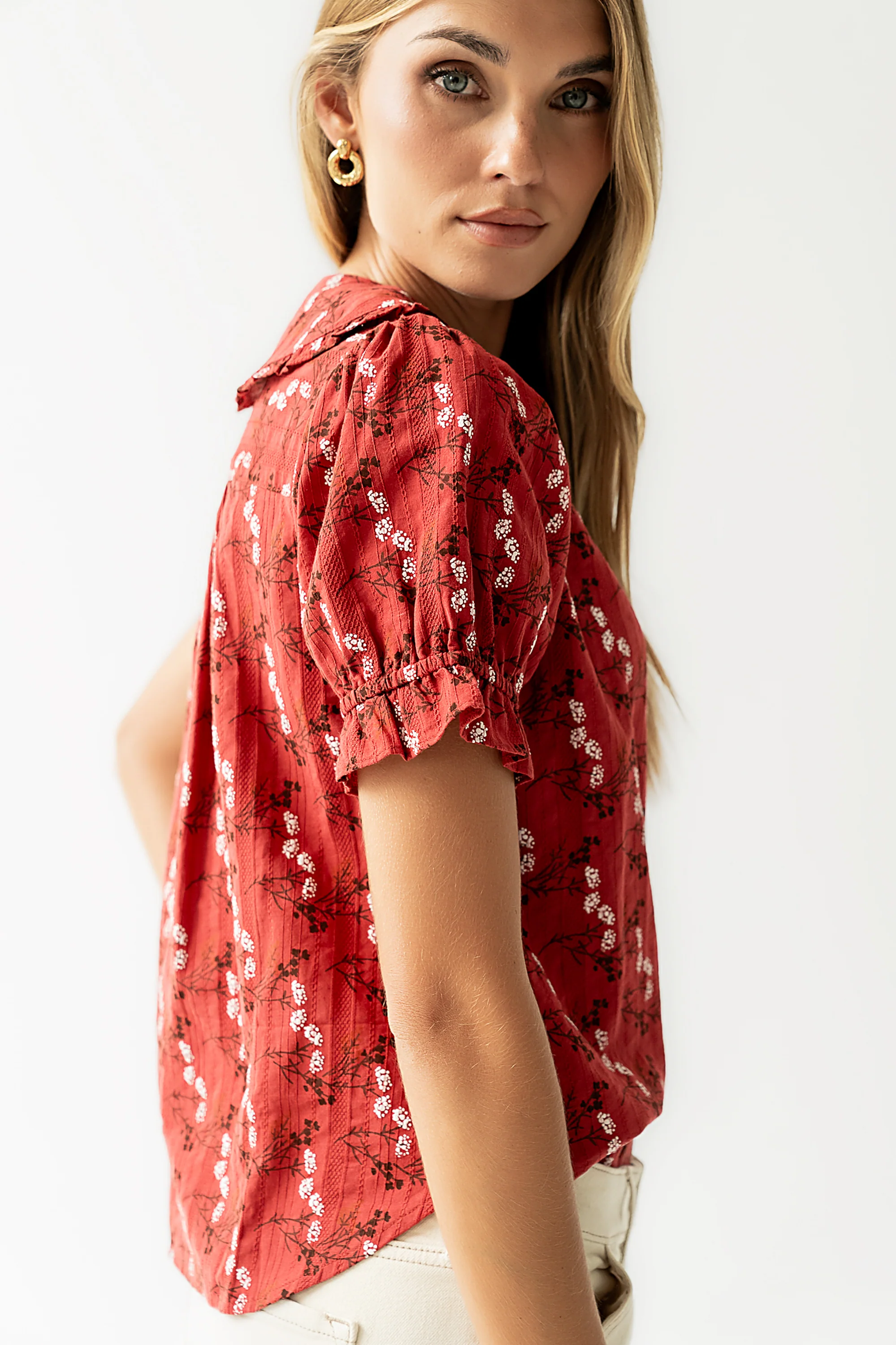 Nelly Floral Blouse in Red - FINAL SALE - Image 3