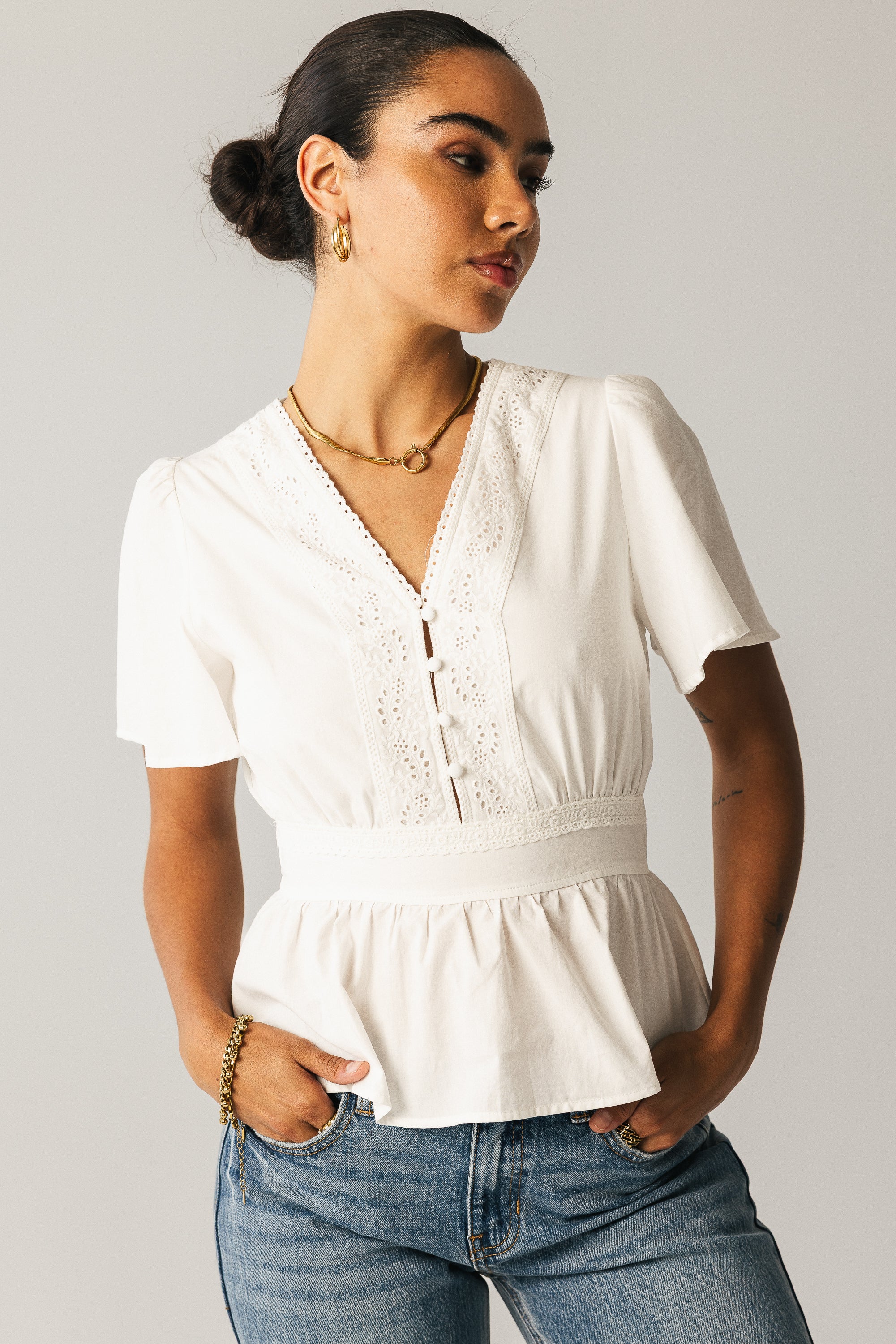Neo Embroidered Blouse in Ivory - FINAL SALE - Image 6