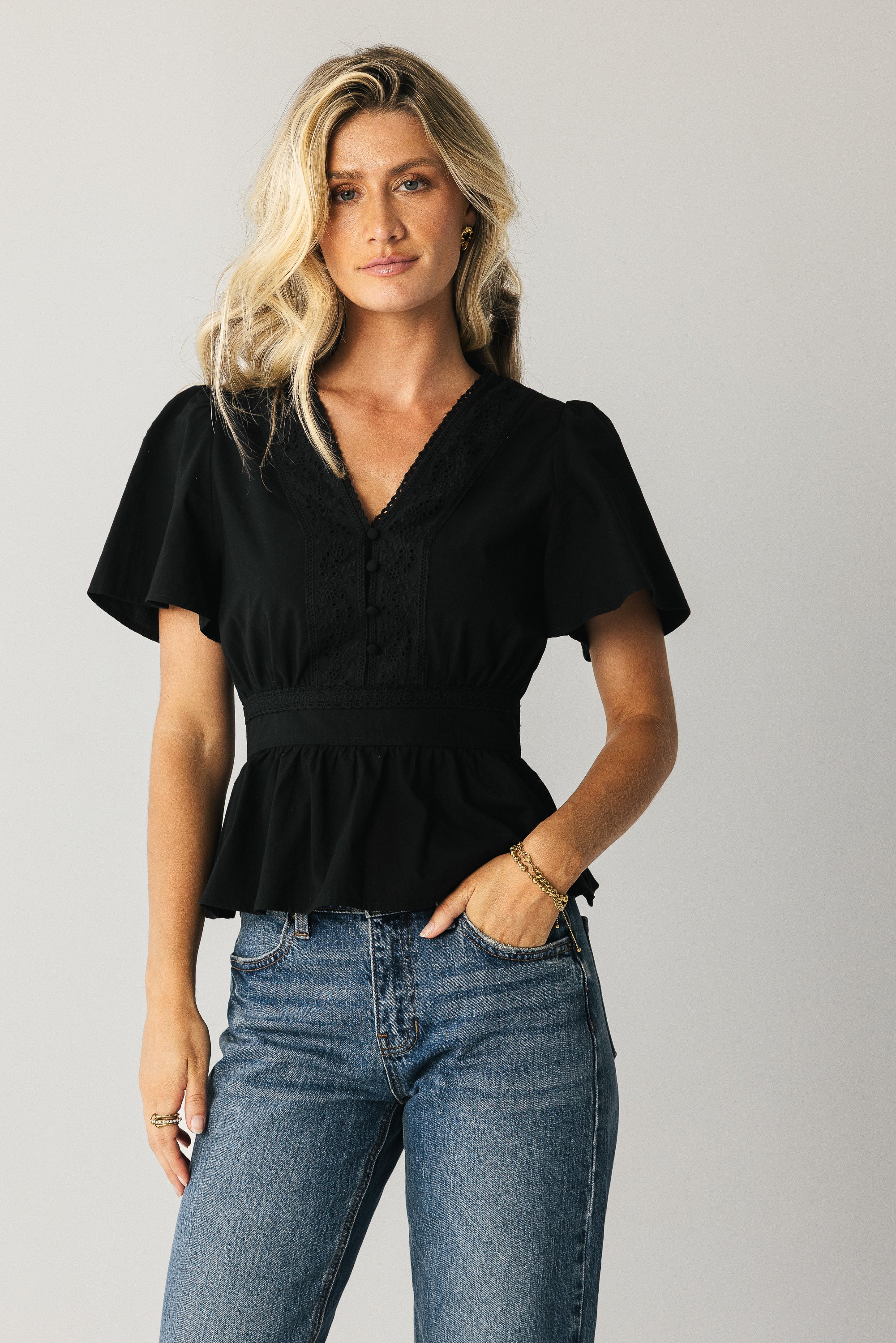 Neo Embroidered Blouse in Black - FINAL SALE - Image 3